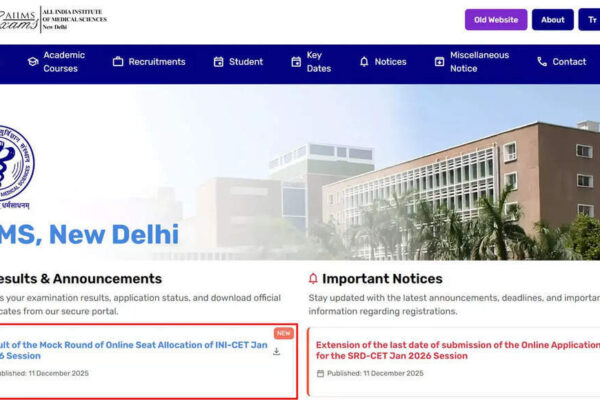 INI CET Jan 2026 mock seat allotment result announced at aiimsexams.ac.in; download seat allocation PDF here