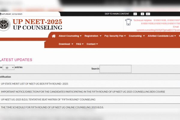 UP NEET UG counselling 2025 round 5 merit list released at upneet.gov.in: Direct link to download here