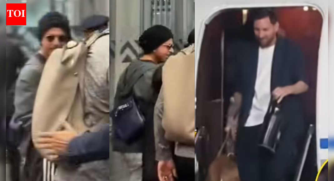 Shah Rukh Khan arrives in Kolkata with son AbRam ahead of Lionel Messi’s ‘GOAT India Tour 2025’ – VIDEO | Hindi Movie News