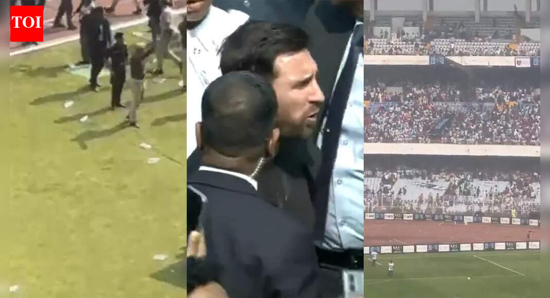 Chaos in Kolkata! Bottles thrown, banners vandalised: Lionel Messi forced to exit Salt Lake Stadium early – WATCH