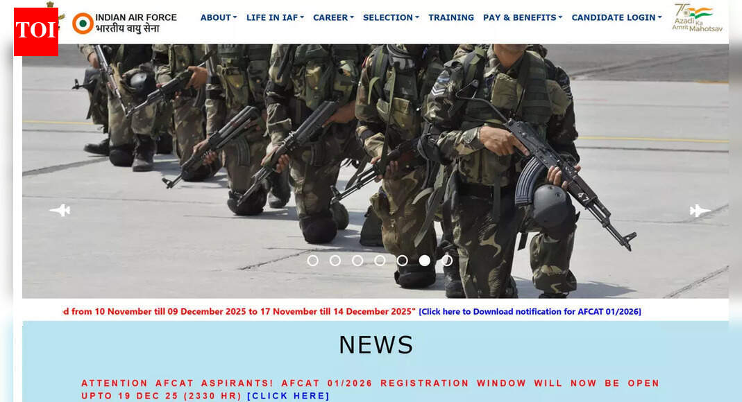 AFCAT 01/2026 online application extended: Join Indian Air Force flying and ground duty posts at afcat.cdac.in/AFCAT