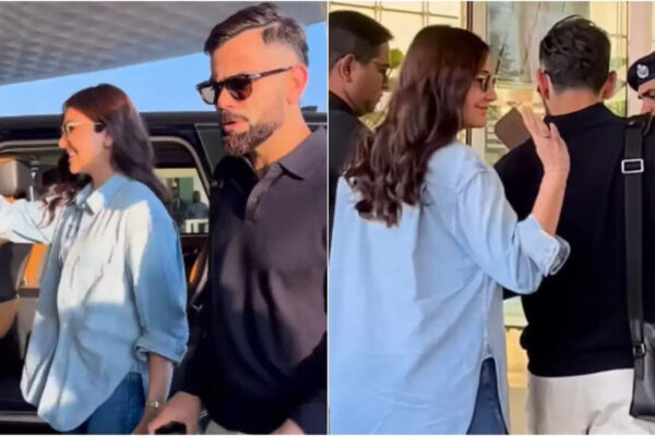 Anushka Sharma and Virat Kohli keep it cool and casual as they jet off together from the airport after their one-day trip to Mumbai – Video