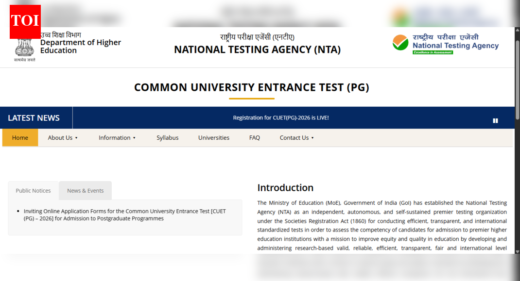 CUET PG 2026 registration window opens at nta.ac.in: Check direct link to apply and key dates here