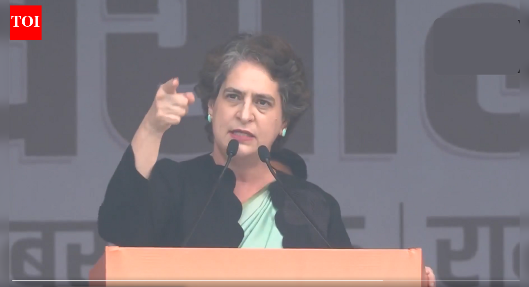 Priyanka Gandhi Vadra, addressing a Congress rally, accused the BJP and Election Commission of “vote chori” and undermining democratic institutions. She challenged the ruling party to contest elections on ballot paper, asserting that the BJP wins through “vote theft” and alleged that institutions are being forced to “bend before the government.”  NEW DELHI: Congress MP Priyanka Gandhi Vadra on Sunday attacked the BJP and the Election Commission, alleging “vote chori” and irregularities in the electoral process, asserting that democratic institutions were being “crushed” and daring the ruling party to contest elections on ballot paper.Addressing the Congress’s ‘Vote Chor, Gaddi Chhor’ rally at Ramlila Maidan, Priyanka said, “When we see every institution being crushed, all Indians should rise against it,” and alleged that “all institutions in the country” were being made to “bend before the government”.Targeting the poll process, she claimed there was suspicion at every stage.“Elections not being conducted properly, there is suspicion at every step,” she said, questioning the Election Commission’s role. “EC shutting its eyes to Rs 10,000 being paid during the election process; is this not ‘vote chori’?” she asked.Priyanka also challenged the BJP to fight elections without electronic voting machines. “I challenge BJP to contest polls on ballot paper, they know they will never win,” she said, adding, “I challenge them to fight a fair election. Let them fight on the ballot paper, and they themselves know that they will never win.”Referring to the recent electoral outcome in Bihar, she told party workers, “You should not lose heart over losing Bihar, the entire country knows BJP wins through ‘vote theft’.”Speaking about Parliament sessions, Priyanka said the Opposition’s demand for a debate on electoral issues was resisted and a discussion was agreed only when we agreed to a debate on Vande Mataram, while ignoring all the other pressing issues which affect you. “In the Parliament hardly there are one or two debates in a session. When Rahul ji raised the issue, Kharge ji raised the issue that we want to debate on the way votes are being stolen through the EVMs, they got scared. They didn’t agree,” she said.Emphasising the importance of voting rights, she said, “Our voice should reach the PM’s residence. It’s very important to understand that your vote plays an important role,” and recalled Jawaharlal Nehru’s vision of universal participation that shaped the Constitution and the right to vote.“Nehru ji said that the people of India, every single son and daughter of India, are all a part of Mother India. This very thought shaped our constitution. This Constitution gave you the right to vote,” she added.The rally comes days after sharp exchanges between the government and the Opposition in Parliament over electoral integrity and the special intensive revision of electoral rolls.About the AuthorTOI News DeskThe TOI News Desk comprises a dedicated and tireless team of journalists who operate around the clock to deliver the most current and comprehensive news and updates to the readers of The Times of India worldwide. With an unwavering commitment to excellence in journalism, our team is at the forefront of gathering, verifying, and presenting breaking news, in-depth analysis, and insightful reports on a wide range of topics. The TOI News Desk is your trusted source for staying informed and connected to the ever-evolving global landscape, ensuring that our readers are equipped with the latest developments that matter most.”Read MoreEnd of ArticleFollow Us On Social MediaVideosRahul Gandhi Posts Video With Messi During Hyderabad GOAT India Tour StopTharoor Warns India Faces Growing Anti-Migrant Sentiment, Says “It’s Not Just In The West”Bhutia hits out at VIP culture, says Messi Kolkata chaos tarnishes India’s imageRam Temple Trust Prepares For Massive Pilgrim Rush As Ayodhya Eyes Kumbh-Scale CrowdsAssam CM Himanta Biswa Sarma Slams VIP Culture After Messi Event Chaos in West BengalMessi Lights Up Bandra-Worli Sea Link in Mumbai Ahead of Fan Meet, City Excited to Greet Star”Very Disappointing” Former Captain Bhutia Criticises VIP Mismanagement at Messi Show‘Truly Historic’: PM Modi’s Jordan Visit to Mark 75 Years of Diplomatic TiesCongress Questions BJP’s Renaming Of MGNREGA, Hits Out At Gandhi HatredMessi Event Chaos In Kolkata Triggers BJP Attack On Mamata Over Law Order And Mismanagement123Photostories3 heart-strengthening recipes shared by American Heart AssociationShilpa Shetty just revived the glory of 700-year-old Patan Patola sarees7 animals that build underground hidden homes !Inside photos: Messi event at Kolkata Salt Lake Stadium descends into chaosIn pictures: Asia’s longest ski drag lift inaugurated at GulmargChennai connectivity boost: Kilambakkam skywalk to bridge bus terminus and new rail station; works gather paceThis actress debuted with Akshaye Khanna, became a Chiranjeevi favourite in the South, and married Kareena Kapoor’s reel ‘boyfriend’Winter Special: How to make Dhaba-style Champaran Mutton at homeSins humans commit and the hells they go to based on birth month (Garuda Purana Inspired)Maharashtra Infrastructure Boost: Rs 1.5 Lakh Crore Highways, Expressways, and Urban Mobility Projects Approved123Hot PicksMukesh Ambani vs Gautam AdaniDonald TrumpAnurag ThakurGold rate todaySilver rate todayPublic Holidays NovemberBank Holidays NovemberTop TrendingDelhi SchoolJohn CenaMessi Kolkata EventKyle TuckerMLB Trade RumorsBoston Red SoxDelhi AQIFernando Mendoza MomMessi Event Organiser Satadru DuttaWho is Paige Shiver