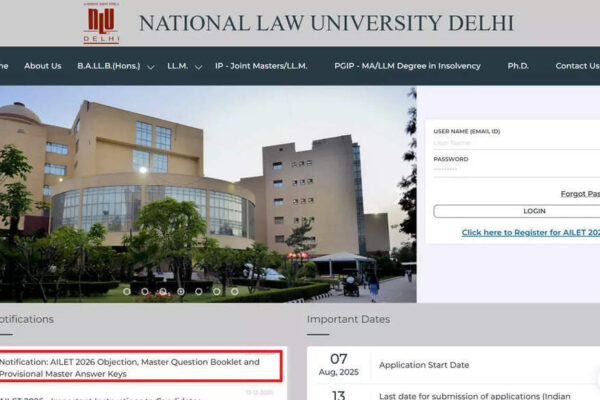 AILET 2026 answer key released; submit objections online before December 16 at nludelhi.ac.in