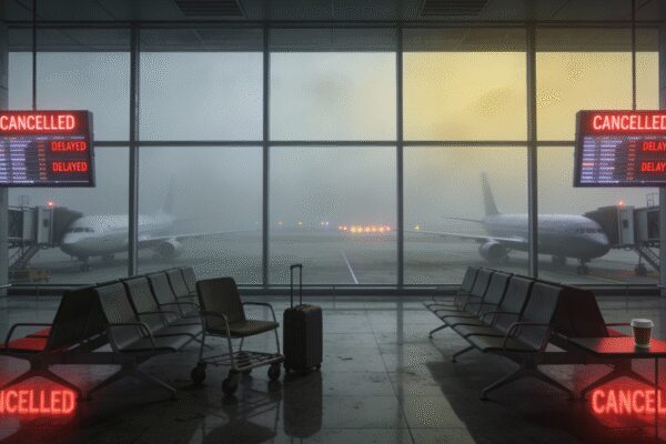 Dense fog crippled Delhi’s airport on Monday, leading to 228 flight cancellations and five diversions.  Visibility plummeted, impacting operations under CAT III conditions.  Authorities urged passengers to check flight status, prioritizing safety amidst the severe air quality and persistent smog.  Airlines also issued advisories, warning of schedule disruptions. Representative image (AI-generated)  NEW DELHI: Flight operations at Delhi’s Indira Gandhi International Airport were severely disrupted on Monday as dense fog and low visibility led to the cancellation of around 228 flights, with five others diverted, airport authorities said.According to Delhi Airport, the cancellations included 131 departing flights and 97 arriving flights, as visibility levels dropped sharply across the national capital during the early hours of the day. Flight operations are currently being conducted under CAT III conditions, which allow aircraft to land in extremely low visibility but often result in delays and cancellations.Earlier in the day, the ministry of civil aviation issued a travel advisory, urging passengers to check the latest flight status with their airlines before heading to the airport. In a post on X, the ministry said Air Traffic Control and ground teams were “working tirelessly” to minimise disruption, while emphasising that passenger safety remained the top priority.”Heavy Fog Alert for Northern India. Delhi (DEL) & other airports in Northern India are experiencing dense fog, severely affecting visibility.For Passengers: Before heading to the airport, please check the latest flight status with your airline. Check flight information on the airport website/app. Please allow extra travel time,” civil aviation ministry said.”Safety is our top priority. Our teams & ATC are working tirelessly to minimize disruptions. Thank you for your patience and cooperation,” it added.Airlines, including IndiGo and Air India, also issued advisories warning that dense fog over Delhi and other parts of northern India could impact schedules. IndiGo said it was closely monitoring weather conditions and urged passengers to regularly check flight updates through official channels, assuring support from its ground and customer service teams. Air India similarly advised passengers to verify flight status before travelling to the airport.The disruption came as Delhi remained shrouded in thick smog and fog, sharply reducing visibility and worsening air quality. The city’s Air Quality Index (AQI) remained in the ‘severe’ category, with readings reported as high as 498, close to the maximum possible level of 500. Several monitoring stations recorded ‘severe’ air quality, with residents complaining of breathlessness, low visibility and heightened health risks.Pollution levels had worsened from Sunday, when the AQI climbed to 461, marking Delhi’s most polluted day this winter and the second-worst December air quality day on record. Weather officials warned that poor visibility and air quality conditions were likely to persist in the coming days.Authorities have advised residents, especially children, the elderly and those with respiratory ailments, to take necessary precautions as the capital continues to battle extreme pollution and fog-related disruptions.About the AuthorTOI News DeskThe TOI News Desk comprises a dedicated and tireless team of journalists who operate around the clock to deliver the most current and comprehensive news and updates to the readers of The Times of India worldwide. With an unwavering commitment to excellence in journalism, our team is at the forefront of gathering, verifying, and presenting breaking news, in-depth analysis, and insightful reports on a wide range of topics. The TOI News Desk is your trusted source for staying informed and connected to the ever-evolving global landscape, ensuring that our readers are equipped with the latest developments that matter most.”Read MoreEnd of ArticleFollow Us On Social MediaVideosUS Starts Mandatory Social Media Checks For H-1B Visas Leaving Indian Professionals Most ExposedBJP’s Succession Script Repeats: Why Nitin Nabin Is Working President, And Not Nadda’s ReplacementEnd Of MGNREGA? What VB–G Ram G Means For Rural Workers, Farmers And Viksit Bharat PlanFrom Missiles To Torpedoes, DRDO Outlines India’s Big Defence Push For Near-Term Battlefield EdgePM Modi Begins Jordan, Ethiopia, Oman Tour To Boost Ancient Ties, Expand India’s Global South RoleIndian Diaspora Members Prepare Cultural Performances Ahead Of PM Modi’s Jordan VisitFrom Power Cuts To 500 GW Grid, India Emerges As Global Data Centre Hub Under Modi: Piyush GoyalCong’s ‘Modi Teri Kabr Khudegi’ Slogan Sparks Uproar, NDA Seeks Apology As Parliament Grinds To Halt”Abusing PM Does Not Befit” Rijiju Seeks apology From Congress Over Anti-Modi SlogansYogi Adityanath Targets Nehru Over Kashmir, Links Historic Blunder To India’s Long Terror Crisis123Photostories‘Damini’, ‘OMG! Oh My God’, ‘Prem Rog’: Bollywood movies that sparked social change and redefined mainstream storytelling5 pet fish that change colour and why it happens6 Traditional egg curries from different parts of the countryAnkita Lokhande and Vicky Jain’s love story: From being close friends to getting remarried in EuropeUttarakhand Govt announces snow leopard tour to boost winter tourism; 5 other Indian spots to see the Big CatMrunal Thakur’s colourful Paithani saree is a bold love letter to Maharashtrian cultureFrom ethnic glam to chic streetwear: ‘Bigg Boss 19’ fame Farrhana Bhatt’s fashion diaryWhat is binge eating disorder and how to fix it?9 Auspicious Symbols According To Your Birth Date‘Housefull 5’, ‘Sikandar’, ‘Nadaaniyan’: 2025 films that struggled to make an impact at the box office123Hot PicksBondi beach attackCorona RemediesJetBlue flight VenezuelaGold rate todaySilver rate todayPublic Holidays NovemberBank Holidays NovemberTop TrendingDelhi SchoolMLB Trade RumorsNFL PlayoffPhilip River KidsLuka Modric and Vanja Bosnic Net WorthBoston Red SoxDelhi AQILebron JamesDelarum PouyabaharWho is Paige Shiver
