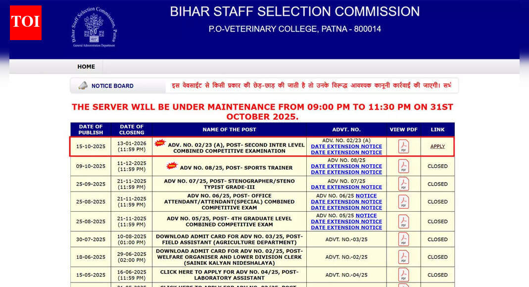 BSSC 2nd Inter Level Recruitment 2025: Vacancies increased and last date extended to January 15; check official notice and application link here