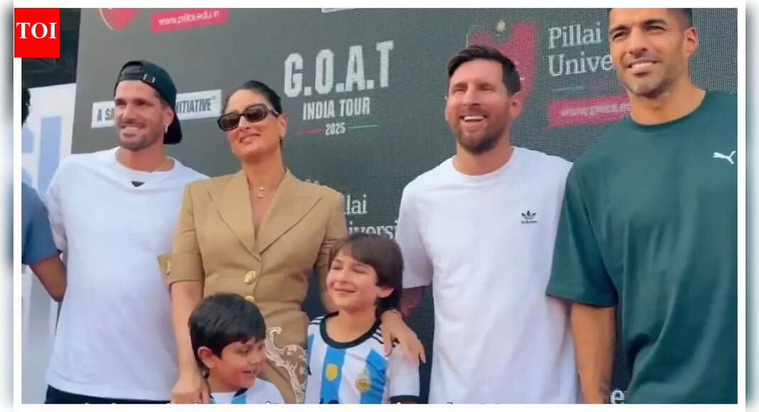 Lionel Messi adds Kareena Kapoor Khan with sons Taimur and Jeh to his India tour video; tells fans ‘We’ll be back to visit’