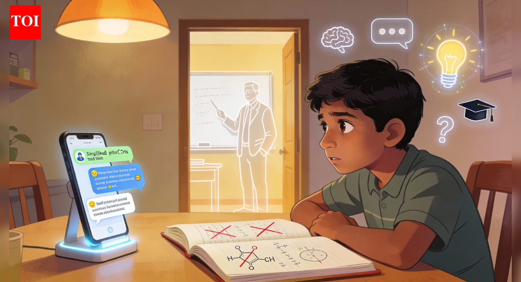 AI-generated image On an evening in Bengaluru, 14-year-old Aarav sits at his dining table, staring at a chemistry problem. His notebook lies open. Half the page is crossed out. His next tuition class is two days away.Instead of waiting, Aarav picks up his phone. “Explain this like I’m new to chemistry,” he types into an AI chatbot.The reply appears within seconds. It explains the steps in simple terms. Aarav asks again, this time for a real-world example. The explanation changes. He asks a third time. The chatbot does not rush or judge. It explains again.The next morning, Aarav goes to school. His teacher does not ask for the answer. She asks him to explain the process.This quiet exchange between a student, a machine, and a teacher captures where education stands today. Artificial intelligence is no longer a future idea debated in policy rooms. It already shapes how students study and how teachers teach.Yet this instant access carries a risk. When explanations are always available, confusion does not linger. Without that pause, understanding may never fully form.The real question is no longer whether AI belongs in education. It is how it is used, where it fits, and who remains in control.What AI in classrooms looks likeAI in education does not mean robots replacing teachers. In practice, it appears in ordinary and often invisible ways.Most students use generative AI tools such as ChatGPT, Gemini, Grammarly, QuillBot, Canva Magic Design, and Gamma. They use them to simplify textbook language, clear doubts, create summaries, practise answers, and plan essays. For many, AI now acts as a round-the-clock study companion.These tools rely on generative artificial intelligence, or Gen AI. These systems produce original content—text, images, audio, or code—based on user prompts. Powered by large language models (LLMs), they analyse large datasets to generate human-like responses. Unlike earlier education software that retrieved information, Gen AI constructs answers. Its fluency can hide errors, bias, or weak reasoning.Adaptive learning platforms form another layer. Schools and coaching centres use them to track how students respond to questions and adjust lessons in real time. When students struggle, the software revisits basics. When they perform well, it raises the level. The goal is personalisation in classrooms where individual attention remains limited.Teachers also use AI tools such as MagicSchool AI and Eduaide.AI. These help with lesson plans, worksheets, quizzes, and performance analysis. Used well, AI acts as a support system, not a substitute. It helps teachers focus their time where guidance matters most.Together, these tools respond to learners in real time. That marks a shift no earlier education software achieved.Are students learning, or outsourcing thinking?Students adopted AI faster than schools expected. Many now turn to AI before textbooks or teachers, especially for homework and exam revision. For some, AI has become the first step, not the last option.A 2024–25 report by the Center for Democracy and Technology found that 86 percent of students and 85 percent of teachers used AI during the school year. Students most often used it for tutoring and for college or career advice.This raises a harder question. Are students learning, or are they handing over the work of thinking?A Class 10 student preparing for board exams describes the change in her study habits.“Yes, AI has changed how I study. I often know the answer but struggle to write it well. AI tools help me phrase answers by giving templates and refining my responses.”Used with care, AI can support learning. It lets students revise at their own pace, return to hard topics without embarrassment, and practise independently. For students without access to personal academic support, AI can reduce gaps.Is AI replacing critical thinking?When answers arrive instantly, something subtle disappears. The struggle with confusion fades. That struggle is not a flaw. It is part of learning. Confusion forces students to pause, test ideas, and connect concepts. Without that pause, understanding stays shallow.Learning chess offers a clear example. An app that suggests the best move may help you win. It does not teach strategy. You follow instructions without knowing why they work. Real learning happens when players make mistakes and build intuition over time.Research from higher education signals concern. Studies show that students who rely on large language models for writing and research invest less mental effort. They often show weaker reasoning than peers who use traditional search methods. AI reduces effort, but it can also block deeper thinking.Other studies find that students using AI engage with fewer ideas. Their analysis becomes narrow and sometimes biased. When a clear answer appears quickly, students explore fewer alternatives and challenge fewer assumptions.Searching the internet still demands effort. Students must evaluate sources, interpret information, and decide how to use it. Generative AI often delivers finished responses. When used without reflection, it can replace the work of thinking.Critical thinking—the ability to question, weigh evidence, and form independent judgments—remains human. The risk lies not in using AI, but in letting it replace judgment.“I’m not here to replace teachers or do the thinking for students. My purpose is to support learning—breaking down complex ideas, personalising practice, and helping students explore at their own pace. The real understanding still comes from human guidance, curiosity, and critical thinking.”AI on it’s role in classroomsAI in homeschooling: Help or hollow guidance?AI has become a common tool in homeschooling. Many parents use it to save time on lesson planning, grading, and practice. AI tools can also explain topics and offer basic tutoring, which makes homeschooling more flexible and easier to manage.Homeschooling allows families to move at their own pace, but it also demands time and effort. AI can ease that burden by helping parents create lesson plans, explain ideas at different levels, and design worksheets or quizzes. If a child struggles with a topic, AI can repeat the explanation without strain. For working parents, this support helps maintain routine.But AI has clear limits.AI has no training in teaching methods. It does not understand how children learn or how skills develop over time. It pulls ideas from online sources but cannot judge their quality or suitability for a specific child.Parents do not need teaching degrees to homeschool. Still, when they face unfamiliar subjects, experienced teachers remain the better guide. Educators design curricula based on classroom experience and tested methods. That human judgment carries more weight than AI-generated material.AI also falls short in assessment. It gives broad feedback that ignores a child’s voice, effort, and progress. It cannot explain why a student struggles or recognise growth. In homeschooling, adults must stay in control. Children still need human guidance and care, that responsibility cannot belong to a machine.The human cost: connection in the age of convenience“Earlier, students came to me with doubts,” says a middle-school science teacher at a CBSE school in Pune. “Now they come with answers, and I have to check if they understand them.”Academic concerns are not the only issue. Connection is also at stake.The Center for Democracy and Technology report found that half of students felt less connected to teachers when AI entered the classroom. Many teachers worried about weaker peer interaction. Parents share this concern.In a country like India, where teachers are not merely instructors but are often revered as gurus who shape lives, this shift feels especially profound. The relationship between teacher and student has long carried emotional and moral weight, built on respect, guidance, and personal connection.Classrooms do more than transfer information. They teach collaboration, debate, empathy, and trust. If AI becomes the main link between students and knowledge, the human fabric of education may thin.For this reason, many experts stress one point: AI must remain a tool, not a teacher.Why banning AI misses the pointSome schools tried to ban AI in response to plagiarism fears. These bans rarely work.Students continue to use AI outside school, often without guidance. Teachers end up enforcing rules that ignore reality.As researchers at the Harvard Graduate School of Education argue, denying AI’s presence does not protect learning. It avoids responsibility. Students already use these tools. What they need is direction.Across research and classrooms, a practical framework has emerged.AI should support, not replace: AI works best when it reduces routine work and supports different learning needs. Judgment and explanation should remain human.AI literacy must be taught: Students need to learn how to ask good questions, check accuracy, spot bias, and understand limits.Assessment must change: Schools should value reasoning, process, and application over polished answers. Oral exams, in-class work, and reflection matter more.Teachers should use AI with students: Examining AI responses together and questioning them in class shows students how to think critically.As one educator puts it, the goal is not to stop students from using AI. It is to stop AI from doing the thinking for them.A hybrid, human-centred futureThe classroom of 2030 will not lack teachers. It will not revolve around AI. It will blend both.In this model, AI handles routine tasks and offers personal support. Teachers focus on discussion, creativity, ethics, and social learning. Students learn how to question AI, not just use it.Once students build healthy AI habits in school, higher education must continue that work. Universities can no longer treat AI as new. Curricula must reflect daily use.The workplace faces the same shift. Employers will need to invest in AI literacy to strengthen judgment and productivity. Every field will feel this change. How society responds will shape the next century.Back at his dining table, Aarav does not see AI as risky or radical. For him, it listens when he feels stuck. What matters is what follows—when a teacher asks him to explain, when thinking is required, and when learning becomes human again.End of ArticleFollow Us On Social MediaVideosIndia Strengthens Maritime Dominance As Second MH-60R Squadron Joins Indian Navy At INS HansaViksit Bharat Shiksha Adhishthan Bill Explained: Education Reform Or A Quiet Erosion Of FederalismNational Herald Case: Kharge Alleges ED Misuse, BJP Strikes Back With ‘Most Corrupt Family’ DigFrom Vande Mataram To Shared Roots: Highlights Of PM Modi’s Historic Speech In Ethiopian ParliamentVande Mataram Echoes In Ethiopia As Singers Honour PM Modi At Banquet Hosted By Abiy Ahmed‘Jhukta Wahi Hai…’: Abhishek Banerjee Cites Kumbh To Defend TMC On Messi Event ChaosPolitical Row Over Op Sindoor: Prithviraj Chavan Doubles Down on ‘Defeat’ Claim, BJP Blasts Congress’Not Symbolic, But Substantive’: India’s AI Summit Puts Global South At Centre Of World AI AgendaAmid Diplomatic Strain, Bangladesh Envoy Hamidullah Seeks Trust And Deeper India Ties On Victory DayEthiopia Confers Top National Honour On PM Modi, Citing Visionary Leadership And Global Impact123Photostories9 Reasons to consume Persimmon and how to make 2 ingredient viral Christmas no bake cake with the fruitInside the jewellery vaults of Indian royal families: Iconic head ornaments that owned the momentReliving the 90s through Mahesh Bhatt films Aashiqui, Sadak, Dil Hai Ke Manta Nahin and moreFrom runway to terminal: Exclusive first glimpse of Navi Mumbai international airportHow to make fiber-rich Mushroom Fried Rice for lunch7 Rare and fascinating facts about Flamingos you probably didn’t knowShilpa Shinde to Smriti Irani: Television actors who made a strong comeback62 traffic hotspots, one plan: How Delhi police aim to ease congestion9 Types of berries available in supermarkets today and which one is the best10 celebrity parenting quotes of 2025 that gave us a fresh definition of parenthood123Hot PicksBomb Threat AhmedabadPark Medi World sharesPunjab election result 2025Gold rate todaySilver rate todayPublic Holidays DecemberBank Holidays DecemberTop TrendingLuka DoncicStephen CurryMegan Thee StallionStephen Curry and Ayesha Curry RumorsConnor McDavid Luxury Car CollectionGoverment Job VacanciesBukayo Saka and Tolami Benson Net WorthSSN College AdmissionsFortnite Winterfest Release DateRussell Wilson Wife