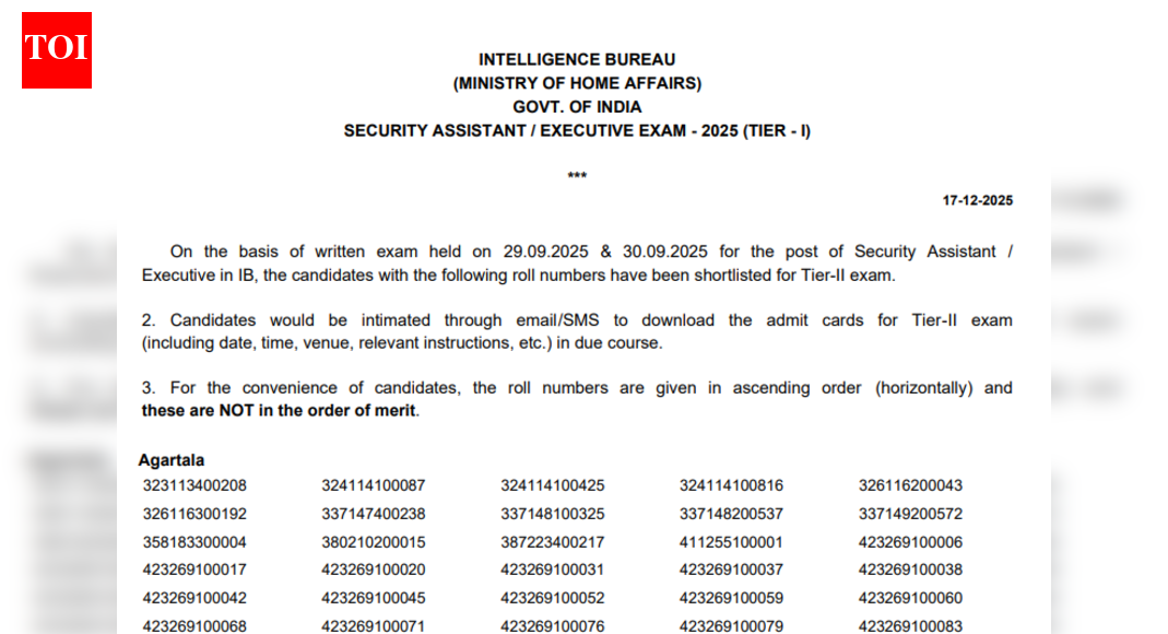 IB SA result 2025 released at mha.gov.in: Direct link to download here