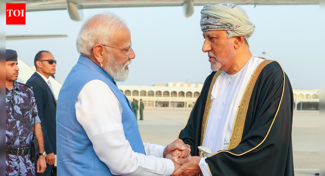 Prime Minister Narendra Modi arrived in Muscat, Oman, for a two-day visit, aiming to strengthen bilateral ties. The trip focuses on finalizing a comprehensive economic partnership agreement, a significant step to deepen trade and investment. Discussions will also cover strategic cooperation in areas like energy, defence, and culture, marking a new chapter in India-Oman relations.  NEW DELHI: Prime Minister Narendra Modi on Wednesday arrived in Muscat, Oman for a two-day visit, kickstarting his third and final leg of his three-nation tour to the Middle East and Africa.He was received at the airport by Oman’s deputy PM for defence affairs Sayyid Shihab bin Tariq Al Said, and was accorded a guard of honour. The visit is at the invitation of Sultan Haitham bin Tarik of Oman and marks PM’s second trip to the Gulf nation as well as 70 years of diplomatic relations between both countries. Business Leaders See Major Growth Potential In India-Oman Ties As PM Modi Visits Muscat Upon landing in Oman, the PM said in a post on X, “Landed in Muscat, Oman. This is a land of enduring friendship and deep historical connections with India. This visit offers an opportunity to explore new avenues of collaboration and add fresh momentum to our partnership.”PM was welcomed by the members of Indian diaspora as he arrived at the hotel of his stay.During the visit PM Modi will hold talks with the country’s top leadership and is expected to sign a comprehensive trade agreement aimed at deepening bilateral ties. New Delhi has indicated that it is “very optimistic” about finalising the comprehensive economic partnership agreement (CEPA) during the visit. The proposed free trade agreement was approved by the Union cabinet last Friday. Negotiations for the CEPA formally began in November 2023 and were concluded this year. “We are all very optimistic about it. The teams from both sides have been working very hard for its early finalisation,” MEA secretary Arun Chatterjee said earlier.“We have immense faith that this agreement, if signed during this visit, will significantly deepen the economic ties between India and Oman. And it will open up a new chapter in the history of India-Oman trade and commercial relationship,” he added.During the visit, PM Modi is scheduled to hold discussions with Sultan Tarik on strengthening the strategic partnership, with a focus on trade, investment and economic cooperation. He is also expected to address the Indian diaspora in Oman. “This visit will be an opportunity for both sides to comprehensively review the bilateral partnership, including in the areas of trade, investment, energy, defence, security, technology, agriculture and culture, as well as exchange views on regional and global issues of mutual interest,” MEA said in a statement.(With inputs from PTI)About the AuthorTOI News DeskThe TOI News Desk comprises a dedicated and tireless team of journalists who operate around the clock to deliver the most current and comprehensive news and updates to the readers of The Times of India worldwide. With an unwavering commitment to excellence in journalism, our team is at the forefront of gathering, verifying, and presenting breaking news, in-depth analysis, and insightful reports on a wide range of topics. The TOI News Desk is your trusted source for staying informed and connected to the ever-evolving global landscape, ensuring that our readers are equipped with the latest developments that matter most.”Read MoreEnd of ArticleFollow Us On Social MediaVideosBusiness Leaders See Major Growth Potential In India-Oman Ties As PM Modi Visits Muscat‘Might Never See Him Again’: Imran Khan’s Sons Claim ‘Psychological Torture’ In Pak’s Adiala JailDelhi Pollution: China Shares Playbook On How To Fix Air Quality Amid Politics Over AccountabilityExplained: The ₹30 Crore Film Deal That Led To Bollywood Director Vikram Bhatt And His Wife’s ArrestIndia Strengthens Maritime Dominance As Second MH-60R Squadron Joins Indian Navy At INS HansaViksit Bharat Shiksha Adhishthan Bill Explained: Education Reform Or A Quiet Erosion Of FederalismNational Herald Case: Kharge Alleges ED Misuse, BJP Strikes Back With ‘Most Corrupt Family’ DigFrom Vande Mataram To Shared Roots: Highlights Of PM Modi’s Historic Speech In Ethiopian ParliamentVande Mataram Echoes In Ethiopia As Singers Honour PM Modi At Banquet Hosted By Abiy Ahmed‘Jhukta Wahi Hai…’: Abhishek Banerjee Cites Kumbh To Defend TMC On Messi Event Chaos123Photostories7 US destinations with Christmas names you never knew existed5 foods to combine with amla during winter season and whyWhat is ‘food noise’ and how it may be impacting your appetite and behavior10 books that ruled google searches in 20257 skin symptoms that may signal uncontrolled diabetesFrom Ghost Promotion to Career Shrekking: 5 trends in 2025 that are defining the future of workChef Sanjeev Kapoor’s warm and comforting veg soups for winter monthsKajol × Manish Malhotra: The fashion love story Bollywood still can’t move on fromPariksha Pe Charcha 2026: 6 thoughtful questions to ask PM Modi this yearChristmas in South India: 10 destinations that you shouldn’t miss out on123Hot PicksBomb Threat AhmedabadPark Medi World sharesPunjab election result 2025Gold rate todaySilver rate todayPublic Holidays DecemberBank Holidays DecemberTop TrendingLuka DoncicStephen CurryMegan Thee StallionStephen Curry and Ayesha Curry RumorsConnor McDavid Luxury Car CollectionGoverment Job VacanciesBukayo Saka and Tolami Benson Net WorthSSN College AdmissionsFortnite Winterfest Release DateRussell Wilson Wife