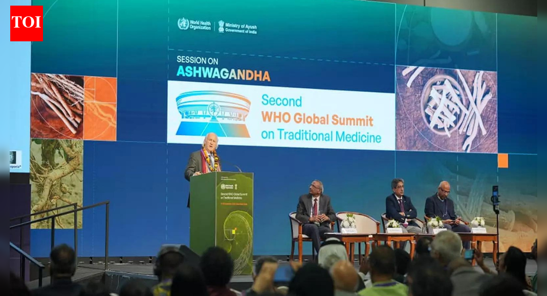 Ashwagandha took center stage at the 2nd WHO Global Traditional Medicine Summit in Delhi, where international experts discussed its safe integration into modern healthcare. Discussions focused on its global use for stress, brain health, and immunity, emphasizing the need for rigorous research, standardized formulations, and strong safety monitoring to ensure its wider acceptance and credibility.  NEW DELHI: Ashwagandha, a staple of Ayurveda and a familiar household remedy, moved into the global health spotlight at the 2nd WHO Global Traditional Medicine Summit, 2025, as international experts debated how traditional herbs can be safely integrated into modern healthcare.The summit was inaugurated on Wednesday at Bharat Mandapam by Union Minister of Health and Family Welfare J.P. Nadda, in the presence of Union Minister Prataprao Jadhav, marking the start of the three-day global scientific congregation being held from December 17 to 19. Prime Minister Shri Narendra Modi is expected to grace the closing ceremony on December 19.Against this backdrop, a high-level side event organised by the WHO Global Traditional Medicine Centre in collaboration with the Ministry of Ayush brought Ashwagandha into sharp focus. Scientists, regulators and policymakers from across the world examined its growing international use for stress management, brain health and immunity, and discussed how centuries-old traditional knowledge can be aligned with modern scientific evidence.Addressing the gathering, Jadhav said India is steadily expanding international cooperation in traditional medicine through education, research and capacity building. He noted that India offers 104 scholarships annually to foreign nationals, has signed 26 country-level memoranda of understanding, collaborates with more than 50 institutions globally, and has set up Ayush Chairs in 15 universities and Ayush Information Cells in 43 countries. He added that collaborative research — including Ashwagandha trials in the United Kingdom, Guduchi studies in Germany and Ayurveda-based diabetes research in Latvia — is generating a growing body of scientific evidence.Speakers stressed that wider global acceptance of Ashwagandha depends on rigorous clinical research, standardised formulations and strong safety monitoring. While traditional use provides a strong foundation, experts cautioned that herbal products must meet the same quality and safety benchmarks as conventional medicines as their reach expands beyond India.International regulators shared how markets in Europe and the United States are evaluating Ashwagandha, underlining the need for clear dosage guidance and reliable quality testing to prevent misuse and misinformation.Participants agreed that sustained global collaboration is essential to ensure Ashwagandha’s benefits reach people safely without diluting the credibility of Ayurveda. The discussion reflected a broader shift in global health thinking — recognising traditional medicine as a credible, evidence-based partner in public healthcare rather than an informal alternative.About the AuthorAnuja JaiswalAnuja Jaiswal is a Senior Assistant Editor at The Times of India, with an impressive 18-year career in narrative journalism. She specializes in health and heritage reporting, expertly simplifying complex health information to make it engaging and understandable for readers. Her deep dives into heritage topics are well-researched, resulting in captivating narratives that resonate with her audience. Over the years, she has worked in Chandigarh, Chhattisgarh and West UP, gaining diverse on-ground experience that shapes her storytelling.Read MoreEnd of ArticleFollow Us On Social MediaVideos“SHANTI Is A Cruel irony”: Tharoor Tears Into Modi Govt Over Nuclear Bill’Vande Mataram’ Chants Echo As Indian Diaspora Welcomes PM Modi In Oman’India-Oman FTA To Open Major Opportunities Across Key Sectors’: Commerce Minister Piyush GoyalBangladesh Leader’s Seven Sisters Remark Triggers Diplomatic Row, India Summons Envoy Issues WarningBusiness Leaders See Major Growth Potential In India-Oman Ties As PM Modi Visits Muscat‘Might Never See Him Again’: Imran Khan’s Sons Claim ‘Psychological Torture’ In Pak’s Adiala JailDelhi Pollution: China Shares Playbook On How To Fix Air Quality Amid Politics Over AccountabilityExplained: The ₹30 Crore Film Deal That Led To Bollywood Director Vikram Bhatt And His Wife’s ArrestIndia Strengthens Maritime Dominance As Second MH-60R Squadron Joins Indian Navy At INS HansaViksit Bharat Shiksha Adhishthan Bill Explained: Education Reform Or A Quiet Erosion Of Federalism123PhotostoriesBaby names for girls born on Thursday7 kitchen spices to help manage PCOS naturallyShah Rukh Khan, Ranbir Kapoor, Alia Bhatt, Deepika Padukone: Bollywood’s A-listers who had no theatrical release in 20257 aesthetically pleasing plants perfect for hanging baskets in balcony gardenRulers of the lizard world: 5 lizards that dominate the wild5 trending bracelet designs for Indian bridesRecurring acidity: When simple gas becomes chronic GERD and damages your food pipe9 things to keep at home to clear energy and attract positivity in 2026Rob Reiner, Zubeen Garg, Matthew Perry: Mysterious celebrity deaths that sparked murder investigationsBollywood book adaptations from Devdas, Maqbool, Badlapur that shine on screen123Hot PicksBomb Threat AhmedabadPark Medi World sharesPunjab election result 2025Gold rate todaySilver rate todayPublic Holidays DecemberBank Holidays DecemberTop TrendingKyrie IrvingBrian SmithSarfaraz KhanThe UndertakerPatrick Mahomes InjuryTravis KelceChris PaulEthan McLeodStephen Curry NBA ContractNBA Cup Banner