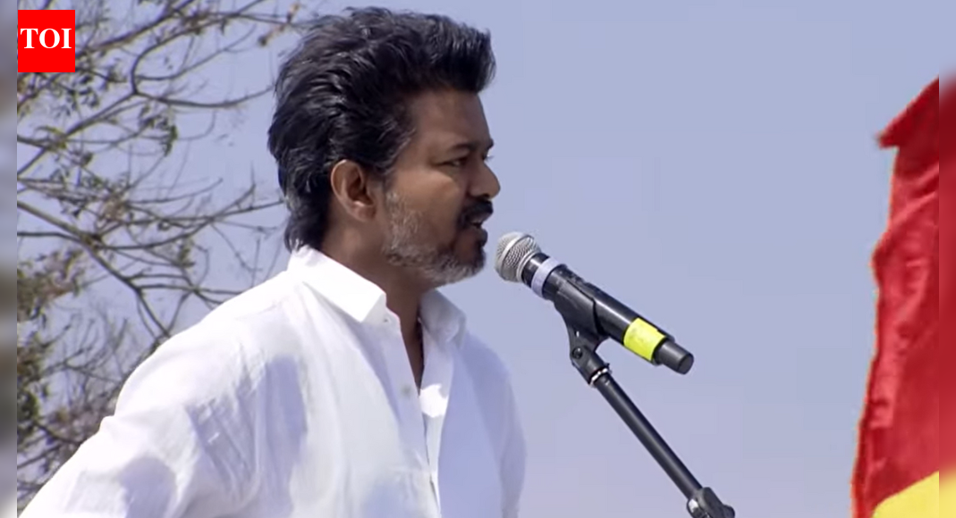NEW DELHI: Actor-turned-politician Vijay on Thursday launched a sharp attack on Tamil Nadu’s ruling DMK, branding it an “evil force” and pitching his party, the Tamilaga Vettri Kazhagam (TVK), as a “pure force” ahead of the 2026 Assembly elections. Addressing a large public meeting in Erode, Vijay framed the coming political battle as a direct contest between the two, declaring that “the contest is now only between the thooya sakthi TVK and theeya sakthi DMK”.The rally marked Vijay’s first major public outreach in Tamil Nadu since the September 27 Karur stampede, in which at least 41 people were killed and over 100 injured during a TVK event. Following the tragedy, Vijay had limited his appearances to a closed-door meeting in Kancheepuram and a rally in neighbouring Puducherry. The Erode meeting therefore drew heightened political and public attention. ‘Reason For Deaths Is Vijay’: DMK Leader’s Big Attack On TVK Chief Over Karur Stampede Invoking the legacy of former chief ministers M G Ramachandran and J Jayalalithaa, Vijay said they had often used the phrase “theeya sakthi” to describe the DMK. He added that leaders such as C N Annadurai and MGR were an inspiration for all and not the property of any single party, rejecting criticism over his references to them.Vijay also alleged that “vested interests” were running a smear campaign against him. “They do not understand that I have the people’s trust, built over 33 years,” he said, expressing confidence that such efforts would fail.Training his guns on the DMK government, Vijay accused it of neglecting key issues such as law and order and agriculture, claiming the state administration showed little interest in farmers’ concerns.The rally also underlined TVK’s organisational push ahead of future elections, with senior former AIADMK leader K A Sengottaiyan sharing the stage. Sengottaiyan, who recently joined TVK, has been appointed Chief Coordinator of the party’s high-level executive committee and given charge of western districts, a move party sources say strengthens TVK’s grassroots presence.Meanwhile, the Karur stampede continues to cast a shadow. The Supreme Court has ordered a CBI probe into the incident, to be monitored by a three-member committee headed by former judge Justice Ajay Rastogi, following a plea by TVK seeking an impartial investigation.About the AuthorTOI News DeskThe TOI News Desk comprises a dedicated and tireless team of journalists who operate around the clock to deliver the most current and comprehensive news and updates to the readers of The Times of India worldwide. With an unwavering commitment to excellence in journalism, our team is at the forefront of gathering, verifying, and presenting breaking news, in-depth analysis, and insightful reports on a wide range of topics. The TOI News Desk is your trusted source for staying informed and connected to the ever-evolving global landscape, ensuring that our readers are equipped with the latest developments that matter most.”Read MoreEnd of ArticleFollow Us On Social MediaVideos’Roz Gandhi Ko Maarte Ho’: BJP MP Nishikant Dubey’s Fiery Speech Targets Cong, Triggers Chaos in LSFrom Work-From-Home To Vehicle Ban- Delhi Rolls Out Fresh Pollution CurbsSeagull With China-Made GPS Device Near Karnataka Naval Base Triggers Spy Buzz; Here’s the Truth’India Got Out Of The Gates Faster Than Most Nations’, Says US Expert As Trade Deal Talks Nears EndRise of Islamists In Bangladesh Sparks Alarm As Sheikh Hasina’s Son Warns India of Imminent Threat“SHANTI Is A Cruel irony”: Tharoor Tears Into Modi Govt Over Nuclear Bill’Vande Mataram’ Chants Echo As Indian Diaspora Welcomes PM Modi In Oman’India-Oman FTA To Open Major Opportunities Across Key Sectors’: Commerce Minister Piyush GoyalBangladesh Leader’s Seven Sisters Remark Triggers Diplomatic Row, India Summons Envoy Issues WarningBusiness Leaders See Major Growth Potential In India-Oman Ties As PM Modi Visits Muscat123PhotostoriesIron deficiency: Pale lips and brittle nails are symptoms that your body doesn’t have enough ironSafe, faster, connected: Mumbai’s Mulund East–West foot overbridge nears completion, easing daily commuteNewborn crying decoded: What parents should and shouldn’t worry about5 things to add to bathing water to attract money and luck in wintersManifest Money in 2026 According To Your Birth DateOzempic vs Indian food culture: Doctor explains the limitsUnique Indian baby names that mean “love”5 foods to eat when suffering from diarrhea and the right way to consume themWhy today’s teens are emotionally mature but mentally exhausted5 things children must know about Christmas123Hot PicksTrump Gold CardUAE WeatherIndia Oman TradeGold rate todaySilver rate todayPublic Holidays DecemberBank Holidays DecemberTop TrendingKyrie IrvingBrian SmithSarfaraz KhanThe UndertakerPatrick Mahomes InjuryUGC Net Exam ScheduleRavi BishnoiNidhhi AgerwalStephen Curry NBA ContractNBA Cup Banner