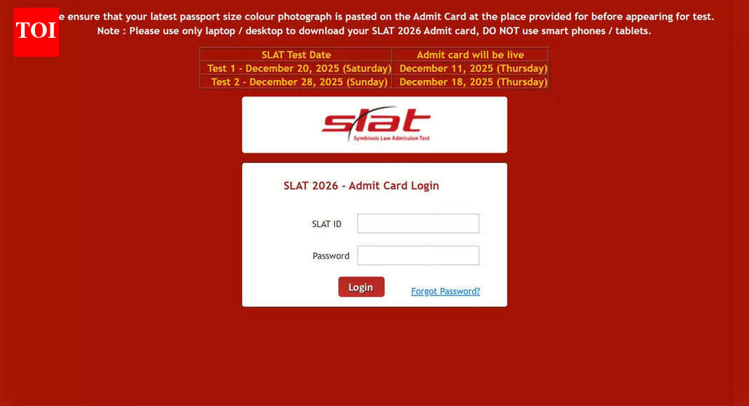 SLAT 2026 test 2 admit card out at slat-test.org: Download SIU law entrance exam hall ticket here
