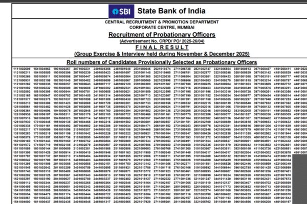 SBI PO final result 2025 released at sbi.co.in: Direct link to download here