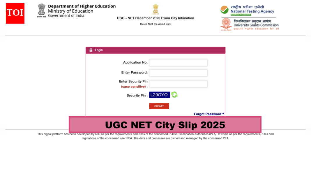 UGC NET city intimation slip released for December 2025 session: Direct link, steps to download here