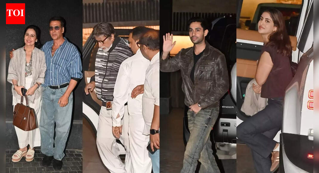 Amitabh Bachchan, Akshay Kumar, Navya Nanda attend special screening of Agastya Nanda, Simar Bhatia’s ‘Ikkis’ which happens to be Dharmendra’s last film – PICS inside