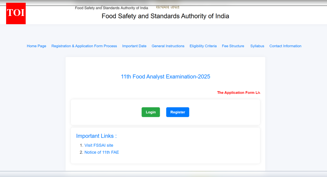 FSSAI 11th Food Analyst exam registration window 2025 begins: Direct link to apply here