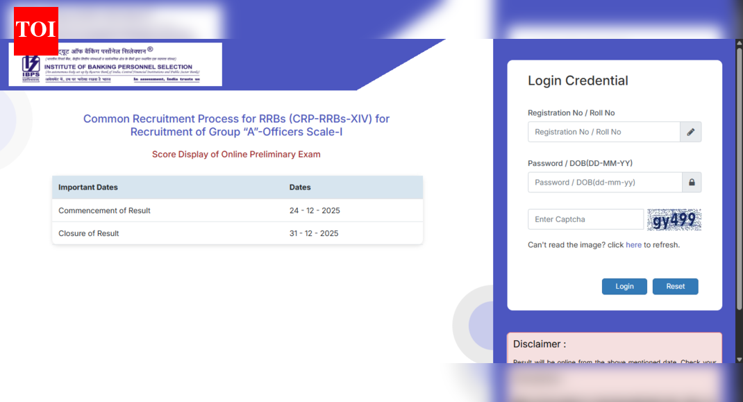 IBPS RRB PO Prelims result 2025 released at ibps.in: Direct link to download scorecard here