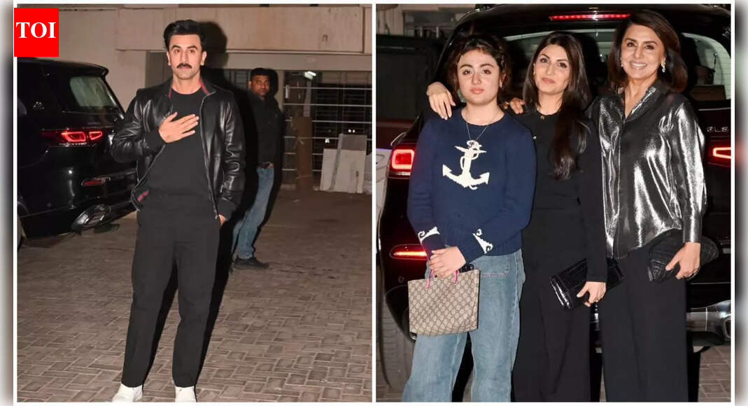 Ranbir Kapoor, Neetu Kapoor, Riddhima Kapoor Sahni and her daughter Samara Sahni arrive for Christmas celebration at Soni Razdan’s home