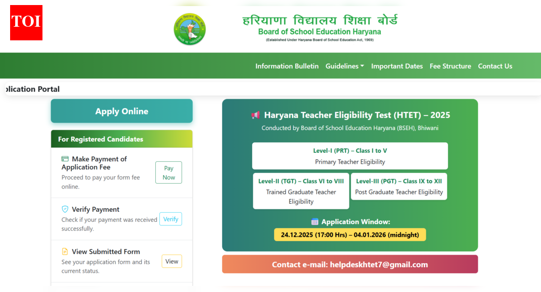 HTET registration window opens at bseh.org.in: Direct link to apply here
