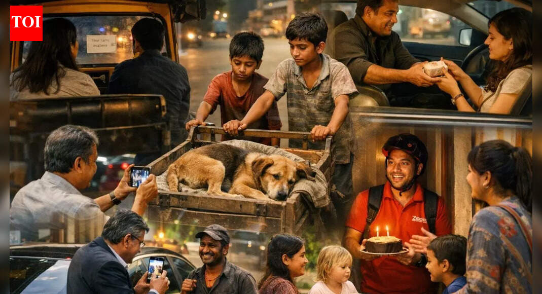 AI images There is an old saying, borrowed from Latin and later made popular in English: Nulla nuova, buona nuova- no news is good news. In 1640, writer James Howell noted that Italians believed no news was better than bad news. Even before that, King James I of England had said much the same thing.But 2025 did not feel like a year of “no news”. It was loud, crowded, and often heavy. Every day brought fresh alerts, arguments, and anxieties. And yet, in between all that noise, some moments did not ask for attention but earned it anyway. Small moments. Humane moments. Acts of kindness that reminded people that decency still exists.This is a look back at some of those moments. Not because they went viral, but because they felt real. Because they sounded like stories you would tell someone you love, late at night, to remind them that the world is not entirely broken.Note inside an auto.It was past midnight. A woman was travelling alone. She had booked an auto, shared her live location, and done everything she was told would keep her safe. Still, she was tense until she reached her door. For many women in India, this is routine, not an exception. However, one such late-night ride in Bengaluru became something entirely different.A woman travelling in a Rapido auto noticed a handwritten note inside the vehicle. It read: “I’m a father/brother too. Your safety matters. Sit back comfortably.” The woman recorded a short video and shared it online. In it, she says that it was 12 at night, she was alone, and reading that note made her feel safe. Not watched. Not judged. Just safe.The auto driver did not speak on camera. He did not explain himself. The note spoke for him. It told passengers that he saw them as people, not fares. As someone’s daughter or sister, just as his own family was someone else’s responsibility.Women’s safety during late-night travel is a serious concern across Indian cities. Incidents of harassment make news regularly. But this moment showed something quieter: that trust can also be built in small ways. A piece of paper. A few honest words. No grand promise. Just reassurance.A sandwich at 2 am.Another Bengaluru cab, another late night, but this time, a different kind of kindness. Content creator Yogita Rathore had just finished a long shoot and was heading to the airport for a 2 am flight. She was tired, hungry, and overwhelmed.Sitting in the back of an Uber, she spoke to a friend on the phone and broke down. She mentioned she had not eaten all day and did not know when she would get food.A few minutes later, the cab stopped. The driver said he’d be back. The woman thought he was taking a short break. Instead, he returned with a sandwich.In her video, the driver says calmly that he heard her talking about being hungry. He says that if his sister were hungry, he would feel bad too. The video ended with a simple message: people are carrying more than we can see, and a small act can change someone’s entire day.Online, viewers responded with warmth. Some said the moment was sweet and unexpected. Others admitted they would normally hesitate to accept food from a stranger, but understood why this felt different.A luxury car, and a shared joy.Businessman Anand Mahindra shared a video that left a deep impact on him. In the clip, a luxury car owner notices a poor man trying to take a selfie with his vehicle.When the man sees the owner approaching, he panics and tries to leave. Instead of scolding him, the owner does something else. He takes photos of the man with the car. Then, he offers him a ride. The video was part of content creator Seenu Malik’s “365 good day challenge”. Mahindra wrote that the video reminded him that cars are not just machines. They carry emotion. Joy. Aspiration. As someone who works in the automobile industry, he said he hoped designers and engineers would remember that vehicles are meant to make people feel something, not just move them from one place to another.An unlikely guest at SRK’s Mannat.Shah Rukh Khan lives in Mannat, a bungalow worth hundreds of crores. A short video showed a stray dog sleeping peacefully inside Mannat, which was under construction.The dog lay undisturbed near the entrance. No one chased it away. The clip was shared by a social media user who said that Khan’s staff feed stray dogs around the house every day. Fans flooded the comments. Some said this quiet compassion was why they admired the actor. Others said that if more people treated strays with care, fear would reduce.The video also came as the Supreme Court modified its earlier order directing civic bodies in Delhi-NCR to capture and confine stray dogs. The court said the directive was too harsh and instead asked authorities to sterilise, deworm, and release the dogs. It also called for designated feeding areas.What a lovely man’.A Scottish YouTuber Hugh Abroad was standing by a busy road in Chennai, waiting for transport. A man on a two-wheeler stopped and asked where he was going. Hugh explained. The man said he was heading towards the city too and agreed to drop him part of the way.Before starting again, the man stopped at a juice shop. He asked Hugh what he would like. Hugh chose orange juice. The man paid, refusing to let Hugh cover the cost.The moment was simple. Hugh looked genuinely moved. “What a lovely man,” he said in the video.The clip crossed over 20 million views on Instagram. Many viewers said this was everyday India, kindness without reason. Several spoke about Indian hospitality, about welcoming strangers without calculation.Happy birthday, delivery partner.A Zomato delivery executive arrived at a customer’s door, expecting another routine order. Instead, he walked into his own birthday celebration.The customers had arranged a cake and waited for him. As they sang, the delivery partner stood stunned, trying not to cry. He cut the cake there, in the middle of his workday.The video, shared on Instagram, struck a chord. The caption read: “Our Zomato delivery guy just got delivered with lots of love.” For someone who spends most days moving quickly from one door to another, this pause mattered. It said: we see you.Kids choose care over comfort.In Noida, during peak summer, two young boys were filmed pushing a makeshift cart. Inside it lay their injured dog, weak after being attacked by another stray.The boys wore worn clothes and slippers. They had no visible resources. But they were taking their dog to an animal hospital. When asked, one boy said they had already been once and were returning for further treatment.Viewers praised the boys’ compassion. Some asked for contact details to help cover medical costs. Others said the children showed courage that many adults lacked.Son for a day.Influencer Anish Bhagat spoke to the security guard in his society, 65-year-old Byas Ji. Byas Ji shared that his son had abandoned him. When asked about his wish, he hesitated, then said he wanted to visit the Ram Mandir in Ayodhya with his son.Bhagat decided to take him. He booked flight tickets and surprised Byas Ji. Together, they travelled to Ayodhya. Byas Ji prayed at the temple. He hugged Bhagat, overwhelmed.Bhagat later spoke about the responsibility children have towards ageing parents. The video received wide appreciation. Many said it made their day. Others said it reminded them of family bonds often taken for granted.Rs 20 Mangalsutra.In Maharashtra, a 93-year-old farmer named Nivrutti Shinde walked into a jewellery shop with his wife Shantabai. He had Rs 1,120 saved. He wanted to buy her a mangalsutra.The couple were on a pilgrimage to Pandharpur for Ashadhi Ekadashi when they stopped at the shop. Initially, staff assumed they needed help. Then they heard his reason. The jeweller accepted only Rs 20 and treated the rest as blessings. The video of the moment went viral. People online were moved by the couple’s bond and the shopkeeper’s gesture.India always welcomes.An Australian woman shared a video of her daughter Gaia joining an Indian family’s picnic. One moment, they were walking past. Next, the child was eating with them. A text overlay on the video adds a playful note: “When your kid crashes an Indian family lunch like she’s been invited,” capturing the effortless warmth with which the family welcomed the child.The response was emotional. Viewers spoke about Indian hospitality. About welcoming strangers. About Atithi Devo Bhava, the belief that a guest is like God. It was a small moment. But it travelled far.2025 did not lack problems. But it also did not lack kindness. These moments did not fix systems. They did not solve big issues. But they softened something. They reminded people that empathy still shows up in autos, cabs, streets, and homes.About the AuthorTOI News DeskThe TOI News Desk comprises a dedicated and tireless team of journalists who operate around the clock to deliver the most current and comprehensive news and updates to the readers of The Times of India worldwide. With an unwavering commitment to excellence in journalism, our team is at the forefront of gathering, verifying, and presenting breaking news, in-depth analysis, and insightful reports on a wide range of topics. The TOI News Desk is your trusted source for staying informed and connected to the ever-evolving global landscape, ensuring that our readers are equipped with the latest developments that matter most.”Read MoreEnd of ArticleFollow Us On Social MediaVideosMajor anti-Naxal success: Rs 1.2-crore bounty Maoist Ganesh Uike among four gunned down in Odisha’Every Indian Is Assaulted When…’: Shashi Tharoor Slams Attacks On Christmas Celebrations In IndiaNitin Gadkari Reveals Shocking Experience of Meeting Hamas Leader Before His Assassination in Iran’You’ll Know Me Now’: Gunman’s Chilling Threat Before Killing AMU Teacher Inside Campus In UPWhy Tarique Rahman’s Return To Dhaka After 17 Years Could Reshape Bangladesh Politics After Hasina’If Pakistan Comes in Dowry…’: Rajnath Singh Recalls The Humorous Side of Atal Bihari VajpayeePrayers And Peace: PM Modi Joins Christmas Service, Shares Message Of Harmony And Unity’India Our Closest Partner’: Maldives Ex VP Endorses Delhi’s Role As Trusted Leader In South AsiaMumbai’s Latest Swanky New Airport Begins Operations As First IndiGo Flight Lands With Water SaluteKarnataka Bus Tragedy: More Than 20 Killed As Sleeper Coach Turns Into Fireball After Crash On NH-48123PhotostoriesTV stars celebrating their first Christmas together as newlyweds: Hina Khan-Rocky Jaiswal to Jheel Mehta-Aditya DubePhotos: Navi Mumbai International Airport begins commercial operationsHow to make high-protein Paneer Soup with20g proteinChild prodigies who took the internet by storm in 2025TV celebrities who are celebrating their first Christmas with their newborns: Bharti Singh-Haarsh Limbachiyaa to Ruhi Chaturvedi-Shivendraa Om SaainiyolChristmas 2025: Simple Christmas bell drawing ideas for kids8 winter vegetables with the highest amount of protein10 purple foods so nutritious they deserve a daily place on your plateBaby names that means FA9LALegal battles of 2025: From Justin Baldoni and Blake Lively to Diddy’s trial- Read in details123Hot PicksUAE WeatherPAN-Aadhaar linkingKarbi Anglong CurfewGold rate todayIncome Tax RefundPublic Holidays DecemberBank Holidays DecemberTop TrendingTaylor SwiftPaul RuddPatrick MahomesMegan Thee Stallion Net Worth 2025Travis KelceJoel EmbiidSavannah James Net WorthSophie CunninghamDrew McIntyre and Kaitlyn Frohnapfel Net WorthKhamzat Chimaev