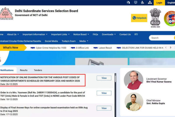 DSSSB online exam schedule February–March 2026 released for Assistant Teacher, PGT, TGT and other posts; download PDF here