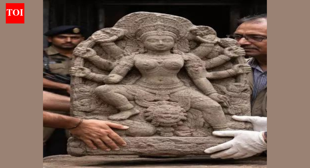Stone sculpture recovered from Jhelum river handed over to archaeology dept (Picture credit: IANS) SRINAGAR: Jammu and Kashmir Police on Friday handed over a stone sculpture of goddess Durga, recovered by a fisherman from the Jhelum river in Baramulla district, to the department of archives, archaeology and museums.Police said, fisherman Nazir Ahmad Latoo informed Sheeri police station on Thursday he had found the sculpture while fishing. The police took the artefact in its custody and kept it safely at the police station.Subsequently, police officials called experts from the archaeology department to examine it. After the sculpture was formally identified as that of goddess Durga, it was handed over to the archaeology department.The police said they are committed to protect the cultural heritage of J&K and urged people to promptly inform authorities about any discoveries of historical or archaeological significance.End of ArticleFollow Us On Social MediaVideosH-1B Visa Delays: MEA Says India Has Flagged Issue With USIndia Flags H-1B Visa Delays With US As Indians Face Backlogs Scrutiny And Policy UncertaintyPM Modi Praises Gen Z Confidence, Sees Them Leading Viksit Bharat”People Who Are…” MEA Responds To Viral Mallya And Modi “Biggest Fugitive” VideoRed Line From New Delhi: India Calls Out Yunus Govt As Minority Attacks In Bangladesh EscalateMyanmar Heads to Polls After Five Years as Rights Groups Slam Military-Run Process’Can You Elect A Non-Muslim?’ Indian Student Dismantles Pakistan On Minority Rights, DemocracySix Shots On AMU Campus Kill Teacher As CCTV Shows Killers Firing Into His Head After He Fell DownPutin Called Pakistan A Junta With Nukes As Bush Feared Nuclear Leaks To Iran, Reveal TranscriptsTwo Indians Killed In Canada Within A Few Days, Families Raise Question On Safety Of Students Abroad123PhotostoriesSalman Khan birthday special: Best family moments5 Indian beaches that are perfect for quiet, unhurried vacationsTop 5 important lessons to teach your kids in 2026; something that school never teaches them5 fashion experiments of 2025 that were imaginative, structural, and deliciously bizarre5 ‘food from the future’ that already part of restaurant menus now5 forbidden places on Earth and what happens if a tourist tries to visit themAnkita Lokhande’s most stylish saree looks: From red bandhani to purple chiffon5 types of demons as per mythologyand what do they signifyAhead of ‘Jana Nayagan’ audio launch: Revisiting Thalapathy Vijay’s most ICONIC audio launch moments10 books whose first line is enough to convince anyone to read them123Hot PicksUAE WeatherPAN-Aadhaar linkingAmrit MondalGold rate todayIncome Tax RefundIndian Railways fareBank Holidays DecemberTop TrendingCharles BarkleyAnthony DavisStephen CurryJaipur Mosque ViolenceTravis KelceConor McgregorShivank AvasthiSophie CunninghamVanessa BryantUS Strike Nigeria
