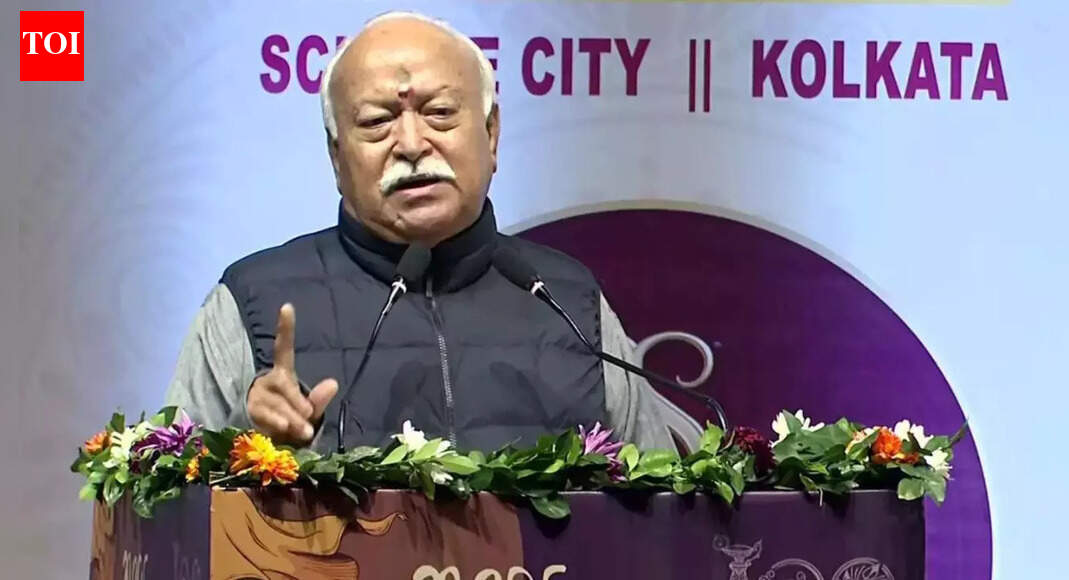 File photo: RSS chief Mohan Bhagwat NEW DELHI: RSS chief Mohan Bhagwat Friday said India’s rise on the global stage is “certain” but must be guided by a humane responsibility to offer the world a meaningful development model. Speaking at the Bharatiya Vigyan Sammelan 2025 in Tirupati, he said Western development had brought material prosperity but also social and ecological distress. Bhagwat stressed that the purpose of development is sukh, not mere material satisfaction, warning against inequality-driven growth. India’s progress, RSS chief said, must rest on balance, restraint and dharma.End of ArticleFollow Us On Social MediaVideosH-1B Visa Delays: MEA Says India Has Flagged Issue With USIndia Flags H-1B Visa Delays With US As Indians Face Backlogs Scrutiny And Policy UncertaintyPM Modi Praises Gen Z Confidence, Sees Them Leading Viksit Bharat”People Who Are…” MEA Responds To Viral Mallya And Modi “Biggest Fugitive” VideoRed Line From New Delhi: India Calls Out Yunus Govt As Minority Attacks In Bangladesh EscalateMyanmar Heads to Polls After Five Years as Rights Groups Slam Military-Run Process’Can You Elect A Non-Muslim?’ Indian Student Dismantles Pakistan On Minority Rights, DemocracySix Shots On AMU Campus Kill Teacher As CCTV Shows Killers Firing Into His Head After He Fell DownPutin Called Pakistan A Junta With Nukes As Bush Feared Nuclear Leaks To Iran, Reveal TranscriptsTwo Indians Killed In Canada Within A Few Days, Families Raise Question On Safety Of Students Abroad123PhotostoriesSalman Khan birthday special: Best family moments5 Indian beaches that are perfect for quiet, unhurried vacationsTop 5 important lessons to teach your kids in 2026; something that school never teaches them5 fashion experiments of 2025 that were imaginative, structural, and deliciously bizarre5 ‘food from the future’ that already part of restaurant menus now5 forbidden places on Earth and what happens if a tourist tries to visit themAnkita Lokhande’s most stylish saree looks: From red bandhani to purple chiffon5 types of demons as per mythologyand what do they signifyAhead of ‘Jana Nayagan’ audio launch: Revisiting Thalapathy Vijay’s most ICONIC audio launch moments10 books whose first line is enough to convince anyone to read them123Hot PicksUAE WeatherPAN-Aadhaar linkingAmrit MondalGold rate todayIncome Tax RefundIndian Railways fareBank Holidays DecemberTop TrendingFrank Lampard and Christine Lampard Net WorthJordan Spieth Net WorthElliotte FriedmanKhamzat ChimaevTravis KelceAaron RodgersPatrick MahomesTua Tagovailoa WifeLaMelo BallMax Verstappen Girlfriend