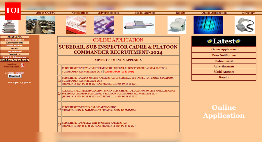 CGPSC admit card 2025 for Subedar, Sub Inspector Cadre and Platoon Commander recruitment released: Direct link here