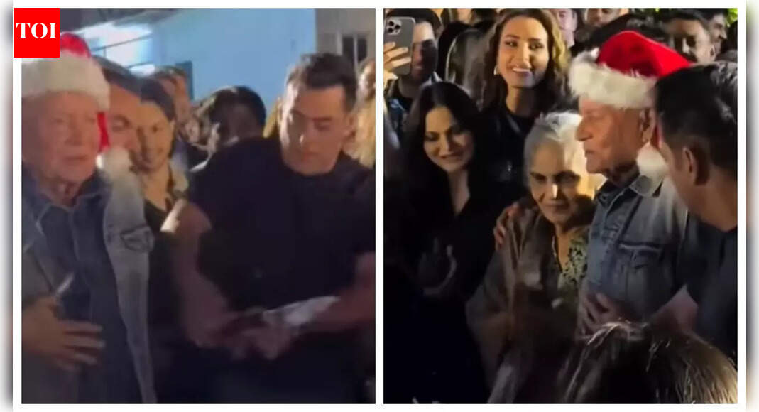 Salman Khan holds father Salim Khan’s hand while cutting 60th birthday cake; Iulia Vantur joins Khan family in singing for superstar – WATCH |