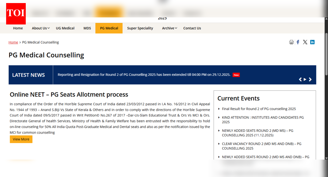 NEET PG counselling 2025 round 2 reporting, resignation deadline extended till this date: Check details here