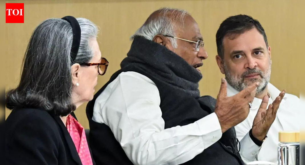 Sonia Gandhi, Mallikarjun Kharge and Rahul Gandhi (ANI photo) NEW DELHI: The BJP on Saturday targeted the Gandhi–Vadra family, alleging that “their hate for Dalit is so open.” The charge from the saffron party came shortly after the Congress held a press conference in which party president Mallikarjun Kharge initially said he would not read the full note aloud and would instead circulate it to the media, before being interrupted moments later by the party’s general secretary, who urged him to read it out.Sharing a clip of the exchange, BJP spokesperson Pradeep Bhandari accused the Congress leadership of disrespecting Kharge. He wrote on X, “Be it Rahul Gandhi, Priyanka Gandhi or Jairam Ramesh, their hate for a ‘DALIT’ is so open! Congress president Mallikarjun Kharge clearly stated that he would not read the full note and would circulate it to the press instead. Within seconds, Jairam Ramesh cut in and directed him to read it out. And Kharge ji complied. This is how Gandhi – Vadra family treats their own President!”At the press conference, the Congress announced a nationwide protest against the Centre’s decision to replace the rural employment scheme MGNREGA with what it called the VB G Ram G Act.Following the Congress Working Committee meeting, Kharge said replacing a scheme named after Mahatma Gandhi amounted to an insult to the Father of the Nation.Meanwhile, leader of opposition in Lok Sabha Rahul Gandhi alleged that Prime Minister Narendra Modi took the decision to scrap MGNREGA without consulting relevant ministers or even the Union Cabinet.The LoP also pledged to oppose the move, saying, “As Kharge ji has said, we are going to resist it. We are going to fight it. And I’m confident that the entire opposition is going to be aligned against this action.”About the AuthorTOI News DeskThe TOI News Desk comprises a dedicated and tireless team of journalists who operate around the clock to deliver the most current and comprehensive news and updates to the readers of The Times of India worldwide. With an unwavering commitment to excellence in journalism, our team is at the forefront of gathering, verifying, and presenting breaking news, in-depth analysis, and insightful reports on a wide range of topics. The TOI News Desk is your trusted source for staying informed and connected to the ever-evolving global landscape, ensuring that our readers are equipped with the latest developments that matter most.”Read MoreEnd of ArticleFollow Us On Social MediaVideosBJP Alleges Anti-India Global Nexus As Congress Leader Rahul Gandhi’s Germany Visit Sparks Fresh RowIndia, Asia Are Rising As Global Epicentres While US, Europe Lose Grip On Power: Russian AmbassadorCWC Meet: Top Congress Leaders Huddle Up In Delhi, Discuss Action Against Govt On G RAM G LawOperation Aaghat 3.0 Crushes Crime As Delhi Police Arrest 660 Accused Ahead Of New Year CelebrationsBJP MP Anurag Thakur Links Ram Name Objection to Congress Decline, Defends New Rural Jobs LawNew Zealand PM Defends India FTA as Economic Game Changer Despite Sharp Objections from AllyFrom Tsunami To Economic Collapse: India Emerged As Sri Lanka’s First Responder, Says EnvoyJames Concert Cancelled After Attack In Bangladesh As MEA Slams Anti India Protests And Mob ViolenceH-1B Visa Delays: MEA Says India Has Flagged Issue With USIndia Flags H-1B Visa Delays With US As Indians Face Backlogs Scrutiny And Policy Uncertainty123PhotostoriesWhen Should You Cut Your Hair According to Astrology?Vintage Pierre Balmain to Sabyasachi silk saree: 5 times Alia Bhatt proved black is her power colour in 20254 easy ways to make restaurant like Hot Chocolate at homeOprah Winfrey once said, “Education is the key to unlocking the world…”: 5 lessons it teaches studentsShahid Kapoor and Mira Rajput Kapoor’s thoughtful parenting lessons10 oldest people ever lived in the whole worldTravelling Europe on a budget? Start with these 9 countriesRanveer Singh-Sara Arjun to Ahaan Panday-Aneet Padda: Bollywood pairings that won hearts in 2025Faster Journeys for Long-Distance Rail Passengers: South Western Railway to Speed Up 123 Trains from January 2026If it’s a bestseller, you must read it: 6 common myths about reading every parent should warn their child about123Hot PicksUAE WeatherPAN-Aadhaar linkingAmrit MondalGold rate todayIncome Tax RefundIndian Railways fareBank Holidays DecemberTop TrendingFrank Lampard and Christine Lampard Net WorthJordan Spieth Net WorthRicky Tiedemann InjuryBode Miller Net WorthTravis KelceAnthony JoshuaPatrick MahomesRaghav ChadhaLaMelo BallMax Verstappen Girlfriend