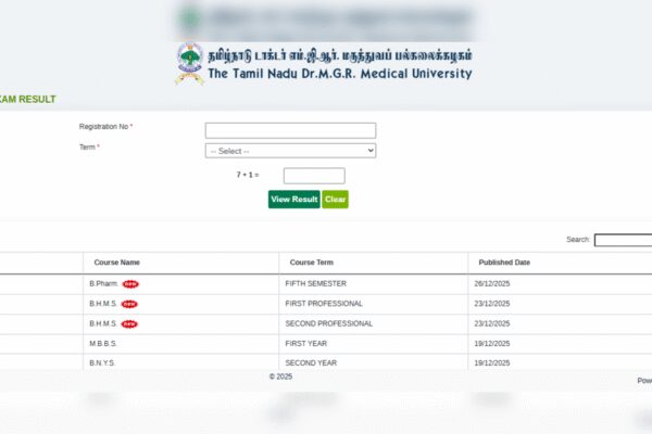 Tamil Nadu Dr MGR Medical University result 2025 released at tnmgrmu.ac.in: Check direct link to download here