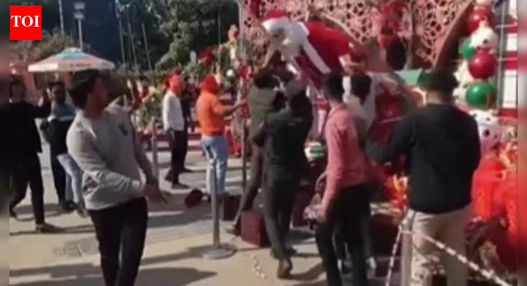 A Christmas decoration being vandalised in Raipur NEW DELHI: Just a day after causing disruptions to Christmas celebrations nationwide, Hindu outfits took part in a mahapanchayat in Gurugram on Friday to warn against the construction of a church.At the panchayat comprising several villages, VHP and Bajrang Dal leaders questioned the construction, arguing that the local Christian population was “less than 1 percent compared to about 10,000 Hindu families”.Yashwant Shekhawat from Vishwa Hindu Parishad and Surendra Tawar from Bajrang Dal said there were “no Christian families” living around the village, as quoted by news agency PTI.The groups and some villagers said they feared the church could be a front for religious conversion activities.Sandeep Kumar, head of Teekli village, said land was bought from a local farmer by members of the Christian community and an application for change of land use was later submitted, which was initially rejected. He further said that the assurances were given that no church would be built on the land, but the land use change was later approved and construction work was started.A 52-member committee was formed during the meeting. The committee decided it would meet the Gurugram deputy commissioner on Monday and submit a memorandum addressed to the chief minister, outlining their objections to the construction.Hooliganism on ChristmasReports of vandalism emerged during Christmas celebrations in several states. Incidents were reported from Madhya Pradesh, Kerala, Chhattisgarh, Assam, Uttar Pradesh, Delhi and Odisha, where Christian groups alleged vandalism, intimidation and harassment during Christmas events. In Jabalpur, Madhya Pradesh, a BJP official was accused of assaulting a visually impaired Christian woman during a children’s feast, and church services were disrupted by groups. In Palakkad, Kerala, an RSS worker was reported to have attacked children singing carols and damaged their musical instruments, while pressure from right-wing groups led some schools to cancel Christmas programmes.About the AuthorTOI News DeskThe TOI News Desk comprises a dedicated and tireless team of journalists who operate around the clock to deliver the most current and comprehensive news and updates to the readers of The Times of India worldwide. With an unwavering commitment to excellence in journalism, our team is at the forefront of gathering, verifying, and presenting breaking news, in-depth analysis, and insightful reports on a wide range of topics. The TOI News Desk is your trusted source for staying informed and connected to the ever-evolving global landscape, ensuring that our readers are equipped with the latest developments that matter most.”Read MoreEnd of ArticleFollow Us On Social MediaVideosCongress Rift Out In Open? Digvijaya Singh’s Modi-RSS Praise Draws Jibes From BJP Amid CWC MeetMass Exodus Of Skilled Professionals In Pakistan: Report Exposes Asim Munir’s ‘Brain Gain’ ClaimBJP Alleges Anti-India Global Nexus As Congress Leader Rahul Gandhi’s Germany Visit Sparks Fresh RowIndia, Asia Are Rising As Global Epicentres While US, Europe Lose Grip On Power: Russian AmbassadorCWC Meet: Top Congress Leaders Huddle Up In Delhi, Discuss Action Against Govt On G RAM G LawOperation Aaghat 3.0 Crushes Crime As Delhi Police Arrest 660 Accused Ahead Of New Year CelebrationsBJP MP Anurag Thakur Links Ram Name Objection to Congress Decline, Defends New Rural Jobs LawNew Zealand PM Defends India FTA as Economic Game Changer Despite Sharp Objections from AllyFrom Tsunami To Economic Collapse: India Emerged As Sri Lanka’s First Responder, Says EnvoyJames Concert Cancelled After Attack In Bangladesh As MEA Slams Anti India Protests And Mob Violence123PhotostoriesPull&Bear to Bershka: We bet you didn’t know Zara has these sister brandsSaffron, dates, and almonds: The holy trinity to help boost your immunity in winterPsychology reveals: People raised in lower-middle-class families often develop these 5 habits and qualities the rich don’t5 life-threatening diseases linked to air pollutionEggs from around the world: How different countries make their eggsFrom Ayesha Singh to Farrhana Bhatt, TV stars who rocked the ‘no make-up’ trend6 timeless books that explore friendship in literatureWhen Should You Cut Your Hair According to Astrology?Vintage Pierre Balmain to Sabyasachi silk saree: 5 times Alia Bhatt proved black is her power colour in 20254 easy ways to make restaurant like Hot Chocolate at home123Hot PicksUAE WeatherPAN-Aadhaar linkingAmrit MondalGold rate todayIncome Tax RefundIndian Railways fareBank Holidays DecemberTop TrendingFrank Lampard and Christine Lampard Net WorthJordan Spieth Net WorthRicky Tiedemann InjuryBode Miller Net WorthTravis KelceAnthony JoshuaPatrick MahomesRaghav ChadhaBryan Woo Net WorthNBA Playoff