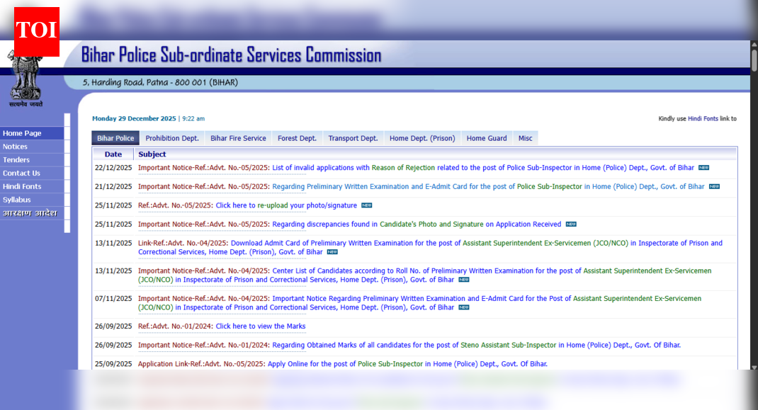 When will Bihar Police SI admit card 2025 be out? Check official date here