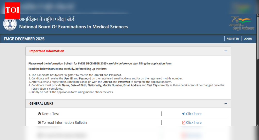 NBEMS FMGE December 2025 final application correction window opens at natboard.edu.in: Check direct link and list of editable fields here