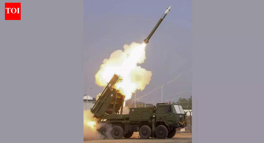 Photo: PTI NEW DELHI: Defence Research and Development Organisation (DRDO) on Monday successfully conducted the maiden flight test of the Pinaka Long Range Guided Rocket (LRGR 120). It was conducted at the Integrated Test Range in Odisha’s Chandipur.”The rocket was tested for its maximum range of 120 km, demonstrating all in-flight manoeuvres as planned. The LRGR impacted the target with textbook precision,” reported news agency PTI.Earlier, the day the Centre also cleared a fresh set of defence procurements worth around Rs 79,000 crore, giving the armed forces a significant boost in combat capability. The approvals were taken at a meeting of the Defence Acquisition Council (DAC), chaired by defence minister Rajnath Singh.According to the defence ministry, the council granted Acceptance of Necessity (AoN) for a range of equipment to be inducted by the Army, Navy and Air Force. The cleared proposals include loitering munitions for artillery units, low-level lightweight radars, long-range guided rocket ammunition for the Pinaka multiple launch rocket system, and the Integrated Drone Detection and Interdiction System Mark-II, among other systems.Importance of Pinaka The Pinaka Long Range Guided Rocket (LRGR 120) is an extended-range, precision-guided rocket developed for the Indian Army’s Pinaka Multiple Launch Rocket System (MLRS). The “120” denotes its maximum strike range of around 120 kilometres. Unlike earlier unguided Pinaka rockets, the LRGR is equipped with a guidance system that significantly improves accuracy, enabling it to engage targets such as enemy artillery positions, command nodes and logistics installations at long distances. The rocket is fired from the existing Pinaka launcher, allowing the Army to enhance capability without inducting a new launch platform.The LRGR 120 is part of India’s effort to increase indigenous, long-range precision firepower. Guidance is achieved through a combination of inertial navigation, with mid-course updates and terminal correction, reducing circular error probable (CEP) compared to earlier variants. The system provides the Army with a stand-off strike option, allowing targets to be hit from well behind forward areas, improving survivability of launch units. The rocket is intended for deployment across artillery regiments operating the Pinaka system, strengthening deep-strike and counter-force capabilities.About the AuthorTOI News DeskThe TOI News Desk comprises a dedicated and tireless team of journalists who operate around the clock to deliver the most current and comprehensive news and updates to the readers of The Times of India worldwide. With an unwavering commitment to excellence in journalism, our team is at the forefront of gathering, verifying, and presenting breaking news, in-depth analysis, and insightful reports on a wide range of topics. The TOI News Desk is your trusted source for staying informed and connected to the ever-evolving global landscape, ensuring that our readers are equipped with the latest developments that matter most.”Read MoreEnd of ArticleFollow Us On Social MediaVideos’Blown Up In A Car’: Woman Threatens Asim Munir In Bradford Rally, Pakistan Summons UK EnvoyTurn Chicken’s Neck Into Elephant: Sadhguru Flags Siliguri Corridor As Strategic Weak Link’Won’t Spare A Single Infiltrator’: Amit Shah’s Poll Promise In Assam, Slams Cong Over InfiltrationUnnao Rape Survivor Welcomes Supreme Court Order, Says Legal Fight To Continue Till Sengar Is HangedSupreme Court Stays Its Order On Aravalli Definition, Environment Minister Welcomes Move’Called Minor Matter, Refused FIR’: Tripura Student Angel Chakma’s Father Blasts Uttarakhand PoliceAustralia, US And UK Raise Alarm Over Fake Rabies Vaccine As India Pushes Back On ClaimsShashi Tharoor Slams Racial Attack and Murder of Tripura Student In Dehradun As ‘National Disgrace’India Dismisses Dhaka Claims On Hadi Killer Whereabouts As US Calls Hindu Lynching Horrific‘Misconstrued Remarks’: Lalit Modi Apologises After Viral Mallya Video Sparks Outrage123Photostories9 national parks in India that are best explored on footWould you drive on these dangerous and unusual highways?Winter Special: How to make Matar ki Kachori for dinnerTV stars who ruled the headlines in 2025: From Gaurav Khanna to Tejasswi Prakash20 New Year’s resolutions worth making for 202610 powerful Haruki Murakami quotes that make you rethink lifeKidney health: 5 foods that help your kidneys effectively filter out toxins9 must-try iconic kebabs from around the worldBest crystal you can wear in the year 2026 based on your birth number5 times international celebrities championed Indian designers on stage in 2025123Hot PicksSilver price todayPAN-Aadhaar linkingCristiano RonaldoGold rate todayIncome Tax RefundIndian Railways fareBank Holidays DecemberTop TrendingMatt Hardy and Reby Sky Net WorthTravis KelcePatrick MahomesRobert Kraft & Gayle Benson Net WorthAjit PawarLebron JamesWWE Raw PreviewUnnao Rape CaseRajkumar BafnaNew York Yankees