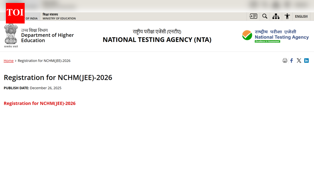 NCHM JEE 2026 registrations underway: Direct link to apply here