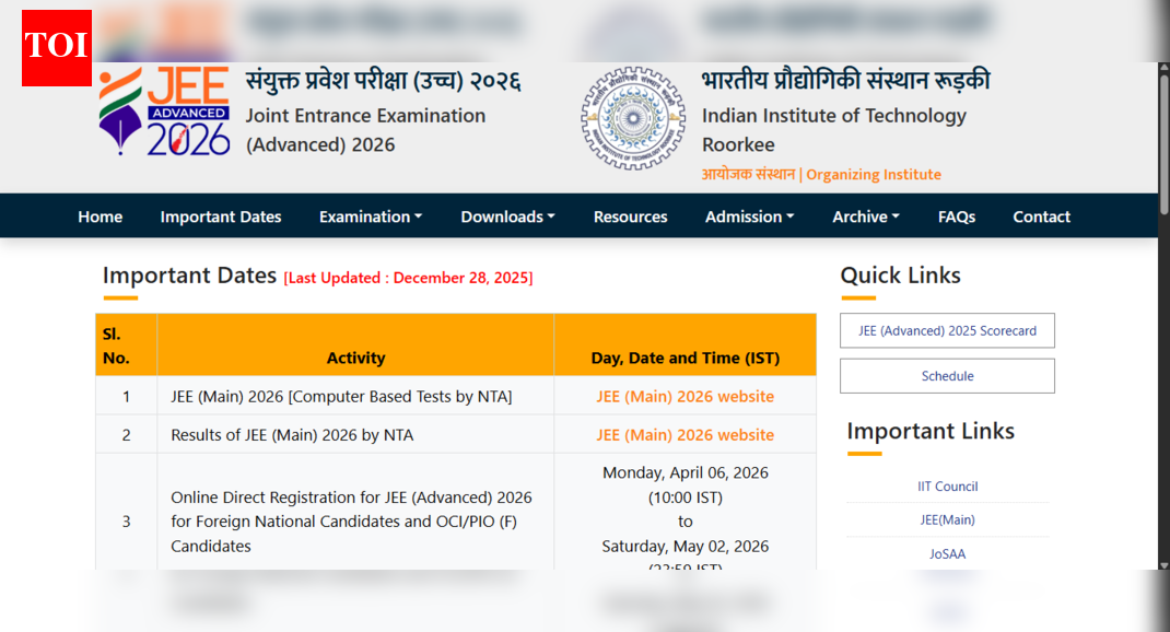JEE Advanced 2026 registration dates announced: Check complete schedule and key details here