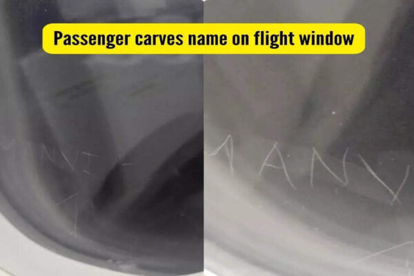 Passenger carves name on an IndiGo flight window; Internet reacts strongly |