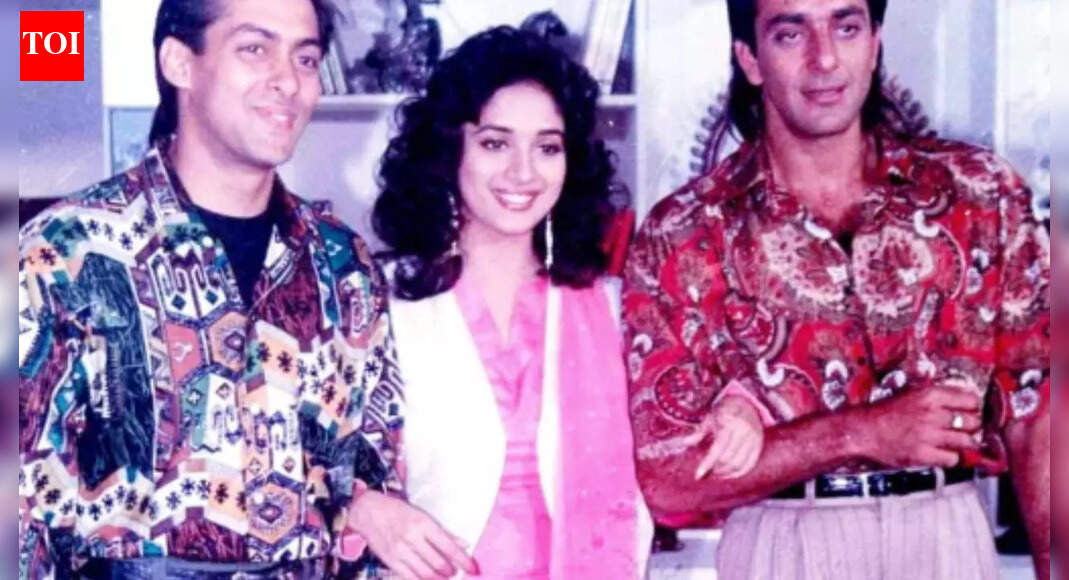 THIS Salman Khan, Sanjay Dutt and Madhuri Dixit’s 34 year old pic from the sets of ‘Saajan’ will make you nostalgic