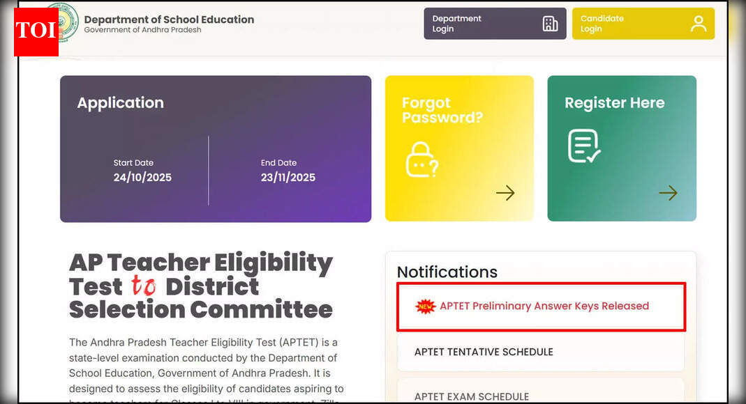 AP TET Answer Key 2025 released, download provisional keys for Paper I and II at tet2dsc.apcfss.in