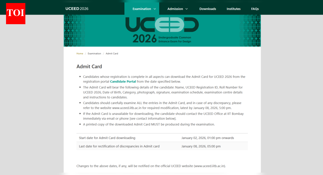 UCEED, CEED admit card 2026 likely to be released soon at official website: Check details here