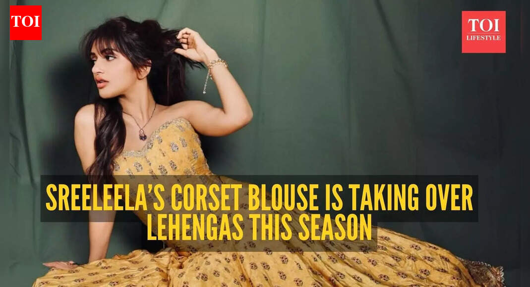 Corset blouses are the season’s biggest ethnic trend, and Sreeleela shows exactly how to wear it