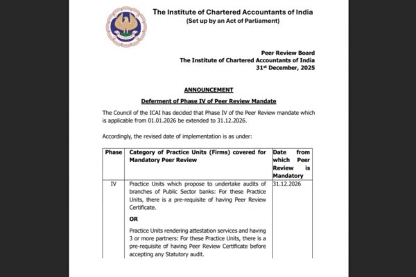 ICAI extends phase IV of peer review mandate by one year: Check details here