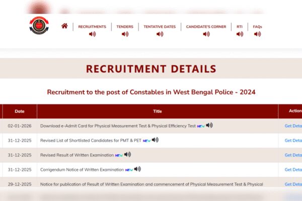 WB Police admit card 2025 for PET and PMT released: Direct link, steps to download here