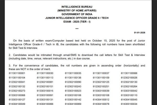 IB JIO result 2025 released: Check direct link to download here