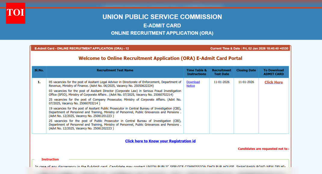 UPSC Assistant Public Prosecutor admit card 2025 released at upsc.gov.in: Direct link to download here