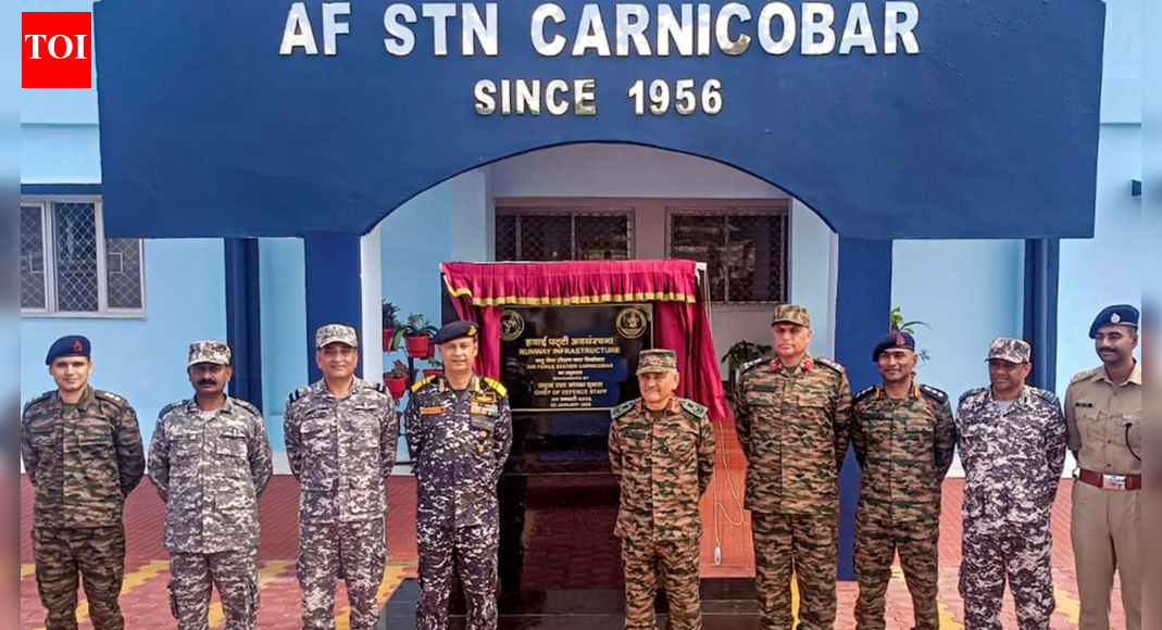CDS Gen Anil Chauhan with senior military officials during the inauguration of the resurfaced and upgraded runway at the IAF’s Car Nicobar air base in Andaman and Nicobar Islands on FridaY. (Credit: A&N Command) NEW DELHI: Chief of Defence Staff General Anil Chauhan on Friday inaugurated a major runway upgrade at the Indian Air Force’s Car Nicobar air base, a move aimed at strengthening India’s strategic reach over the vital Malacca Strait.Car Nicobar, which once bore the brunt of a deadly tsunami in 2004, gets the new modernised infrastructure that is designed to enhance the IAF’s rapid response capabilities and strengthen India’s military posture in the eastern Indian Ocean.The CDS, who arrived at Car Nicobar around 11.30 am, was welcomed by Vice Admiral Ajay Kochhar, commander-in-chief of the Andaman and Nicobar Command (ANC) and several other senior officials on the island. Significant changes done as part of the base facelift include the expansion of the apron areas for smooth aircraft movement. The new facility will help the IAF carry out long-range firing exercises in a minimal time.Car Nicobar is a key part of the ANC 0— the country’s only tri-service command integrating the Army, Navy, and Air Force. Positioned at the heart of the Bay of Bengal, it acts as a springboard for operations across the Indo-Pacific. Second, the base enables rapid deployment, humanitarian assistance and deterrence against threats to India’s maritime security. And most importantly, its strategic location near the Malacca Strait underscores its role in safeguarding some of the world’s busiest sea lanes.On Dec 26, 2004, Car Nicobar was shattered by a monstrous tsunami that claimed the lives of 122 air warriors and their family members. Hundreds of civilians were also killed. The coastline was redrawn, villages erased and haunting “ghost towns” left behind.The tsunami forced India to rethink its strategic posture in the Indo-Pacific. Car Nicobar, once a site of grief, was rebuilt as a hub of resilience. Today, the airbase hosts C-130J Super Hercules aircraft, elite paratroopers and advanced surveillance systems.End of ArticleFollow Us On Social MediaVideosShankh Air Founder Speaks Out As Airline Eyes March Launch, Targets Intl Flights By 2029’Their Islamist Ideas…’: Ex-Bangladesh Minister Hits Out Over Attacks on Hindus And Christians’Very Petty & Shameful’: Shashi Tharoor On Row Over KKR Selecting Bangladeshi Player In IPLINLD President Calls For Sri Lanka, Bangladesh, Nepal Type Uprising In India Politics, Triggers RowBJP Claims Rahul Gandhi Ties To ‘Anti-India’ Panel Over US Lawmakers’ Umar Khalid LetterNot All Are Illiterate: Rajnath Singh Cites Red Fort Blast, Flags Educated, White Collar Terrorists’Arunachal Pradesh Is And Will Always Be…’ Jaishankar Warns China, Blasts Harassment Of IndiansBullet Train Gets August 15, 2027 India Launch Date, Minister Shares Details On Tunnel BreakthroughCleanest City Hit By Water Contamination As Lab Links Indore Diarrhoea Outbreak To Pipeline LeakUS Lawmaker Raja Krishnamoorthi Condemns Violence Against Hindus In Bangladesh Urges Global Action Up123PhotostoriesOlder people who live happily, do these 10 things in their 30 and 40s8 winter pickles to add warmth and taste to your mealsLessons from centenarians: What the world’s longest-living people eat‘Shark Tank India Season 5’: FULL LIST of judges, their net worth, and the brands they ownKylie Jenner-Timothée Chalamet to complete 3 years of dating in 2026: 3 relationship lessons to learn from themHow to make Dhaba-style Dal Makhani at homeAttract True Love During the January 2026 Full Moon; According To Birth Number10 oldest trees in the world that are still living and where can they be foundBest mushroom varieties for vitamin D and how to cook themBlue Turmeric: What makes it different and its lesser-known benefits123Hot PicksPremarital Test OmanVande Bharat Sleeper TrainJanuary Bank holidayGold rate todayIncome Tax RefundBahrain Golden Visa 2025Bank Holidays DecemberTop TrendingJustin Thomas Net WorthWWE Star Nikki BellaCardi BCeeDee Lamb Luxury Car CollectionStefon DiggsCaitlin ClarkTom BradyMicah Parsons vs CeeDee Lamb Net WorthNHL Injury UpdateVanessa Bryant